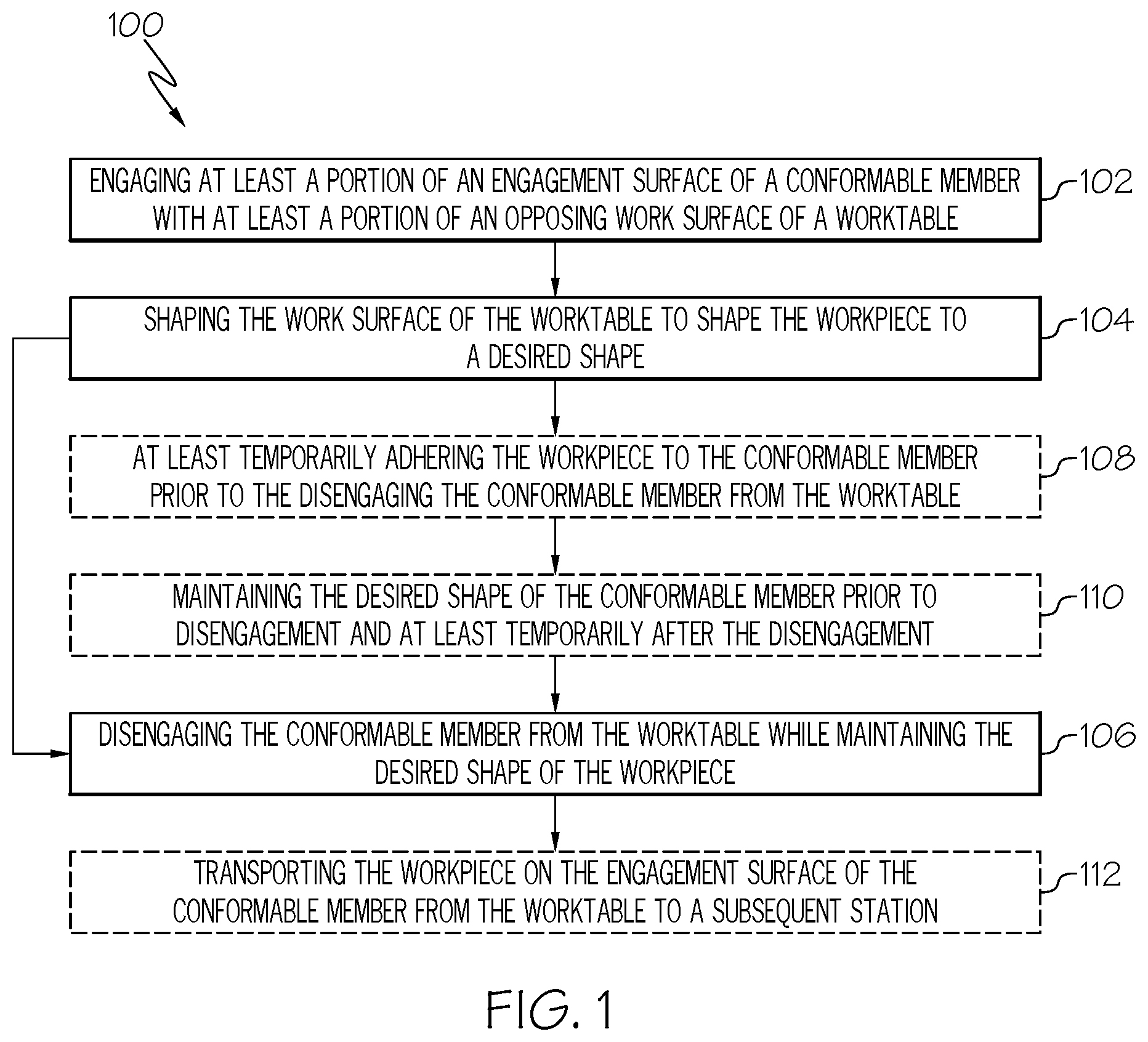 Patent US12611824 Figure 1 – Method for preforming a workpiece, composite manufacturing method and system associated therewith