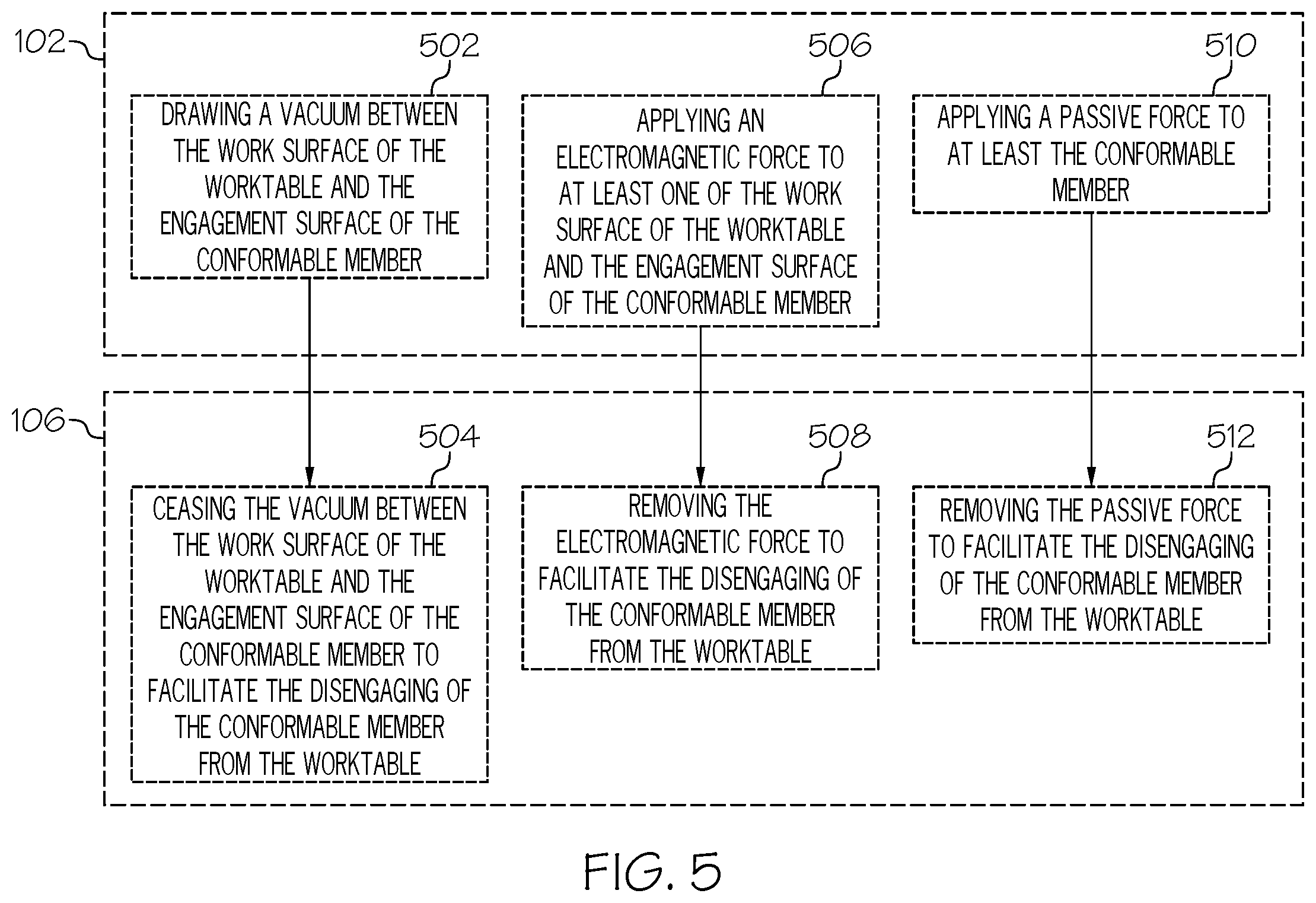 Patent US12611824 Figure 5 – Method for preforming a workpiece, composite manufacturing method and system associated therewith