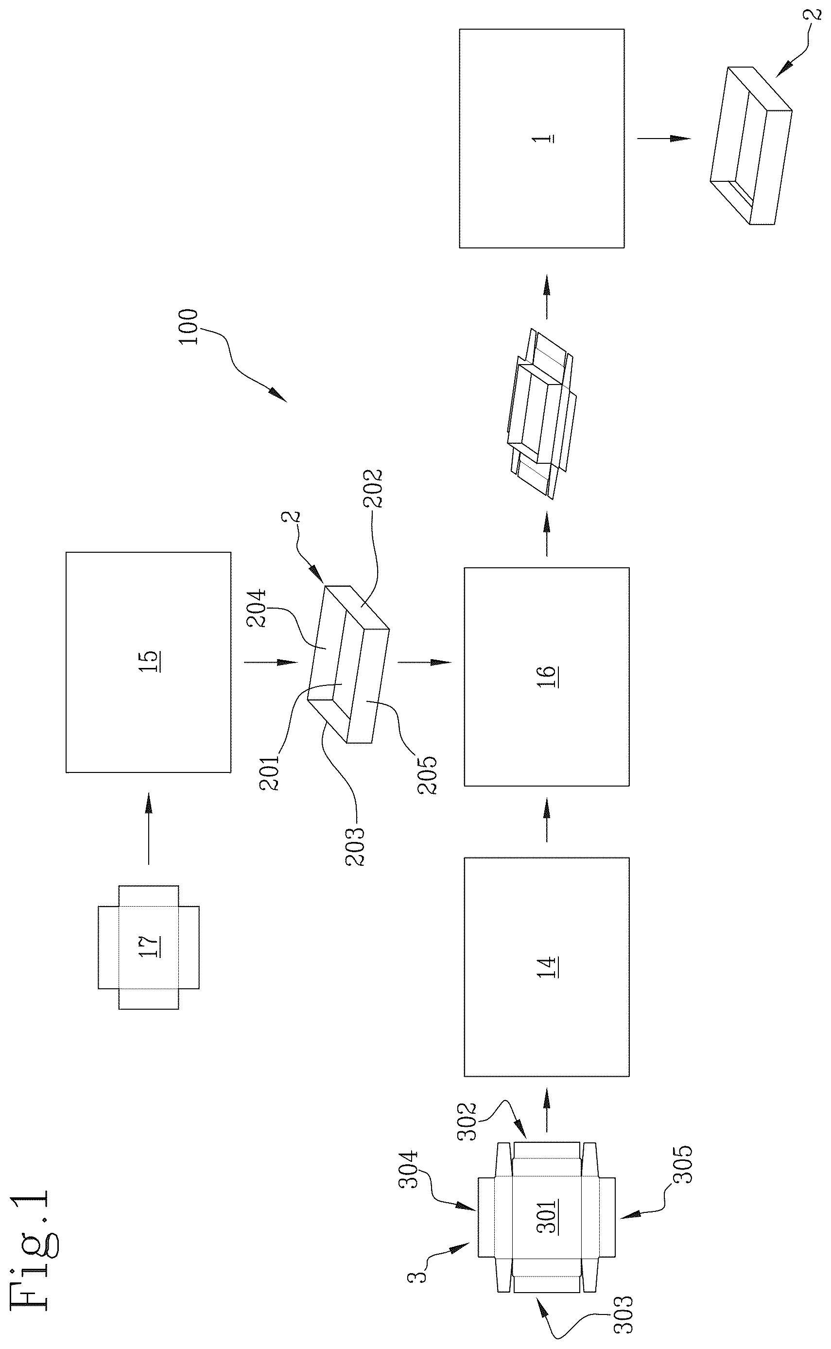 Patent US12611835 Figure 1 – Apparatus and method for wrapping a cardboard box