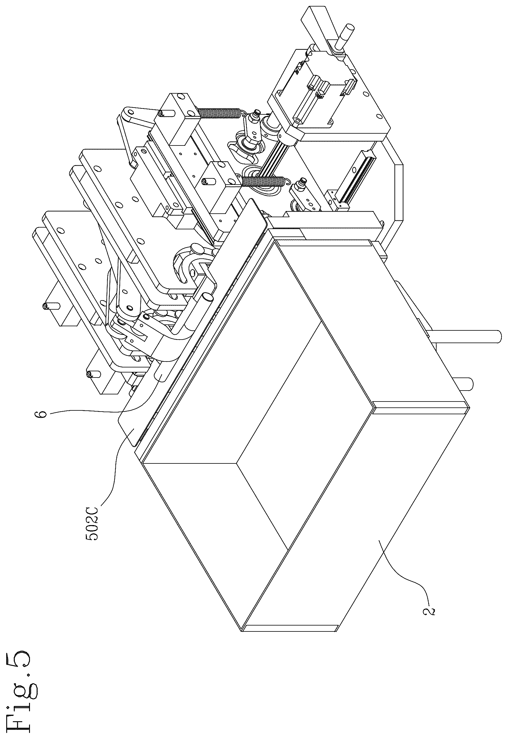 Patent US12611835 Figure 5 – Apparatus and method for wrapping a cardboard box