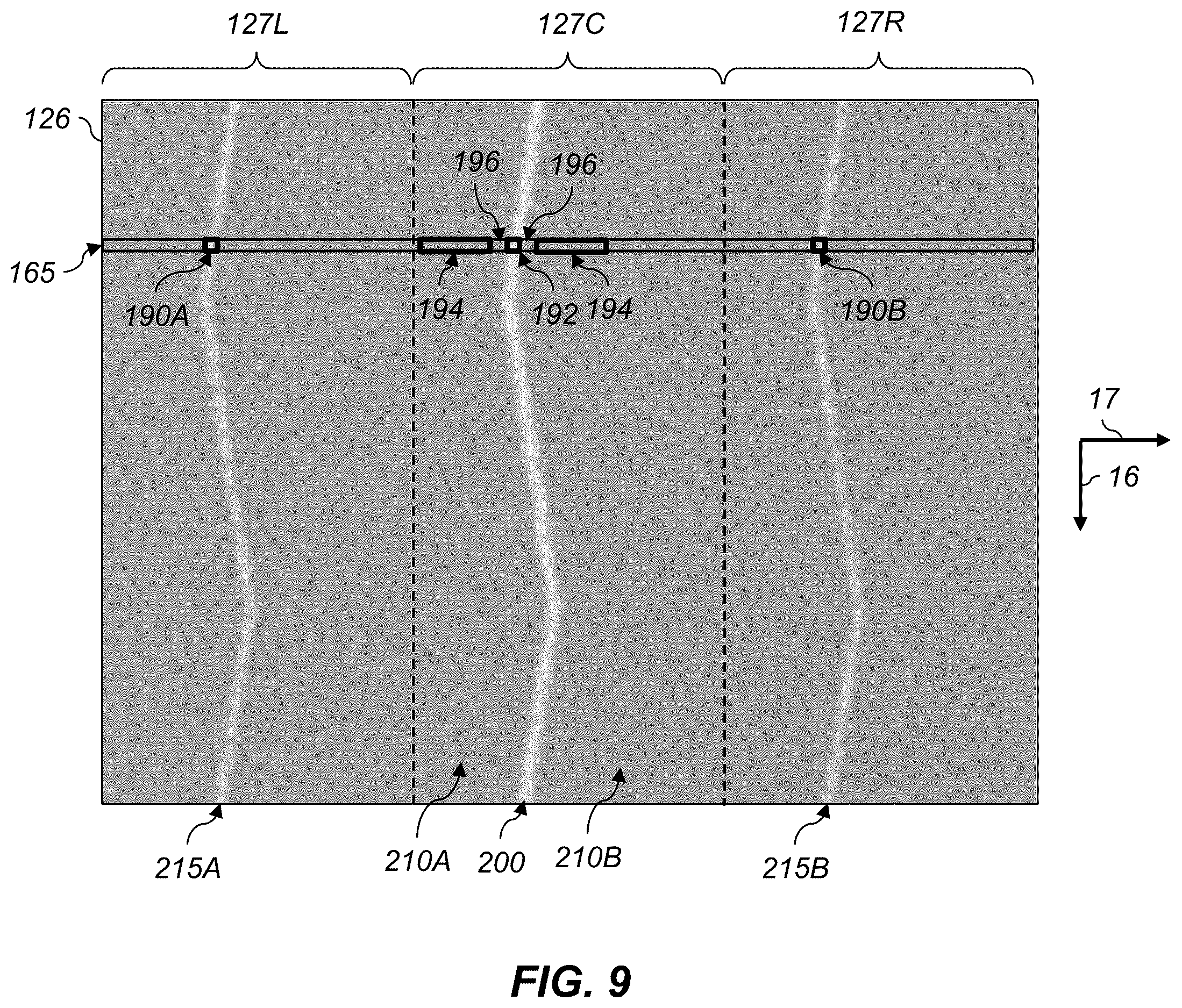Patent US12611879 Figure 8 – Cross-track stitching error correction