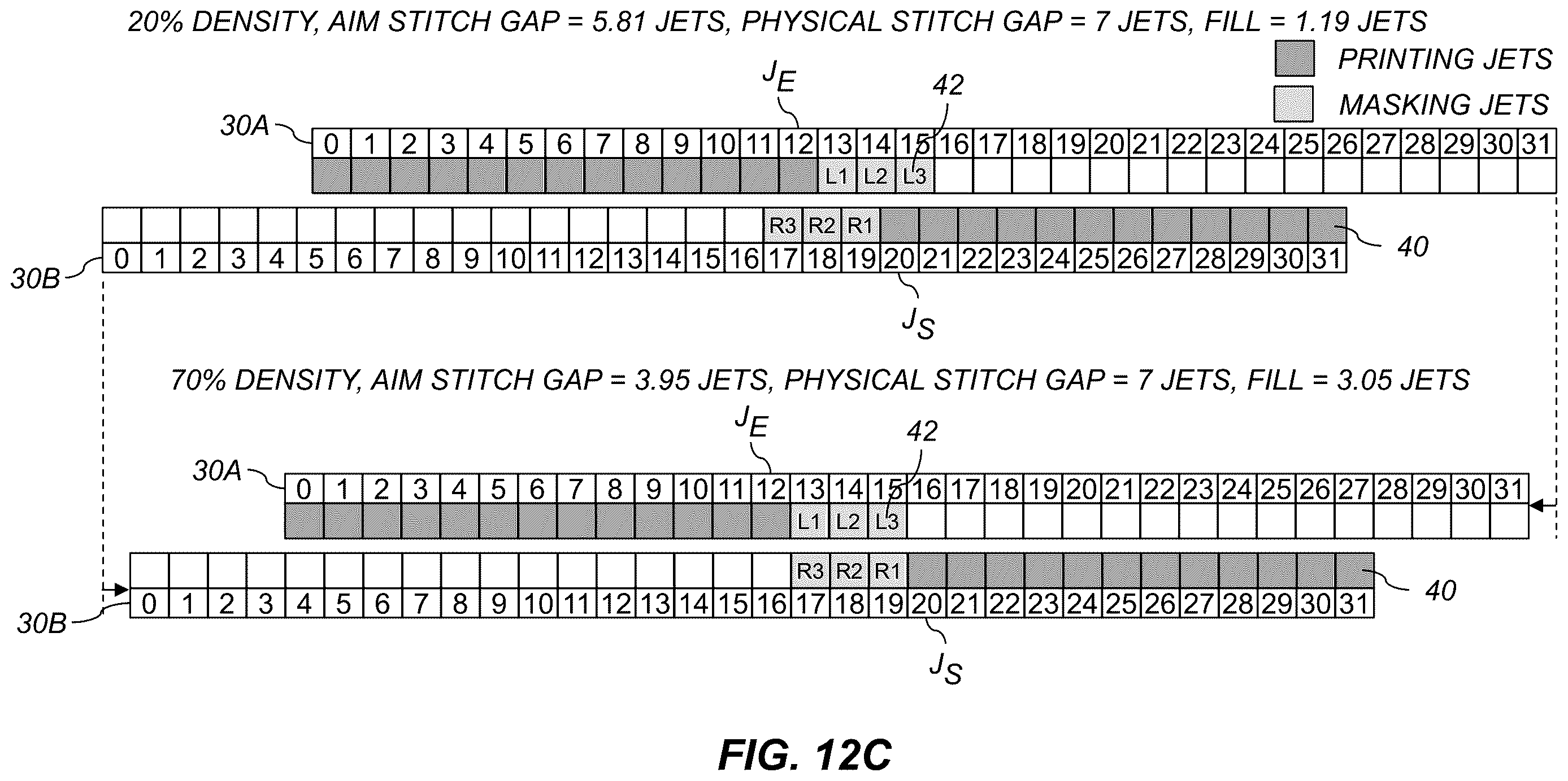 Patent US12611879 Figure 13 – Cross-track stitching error correction