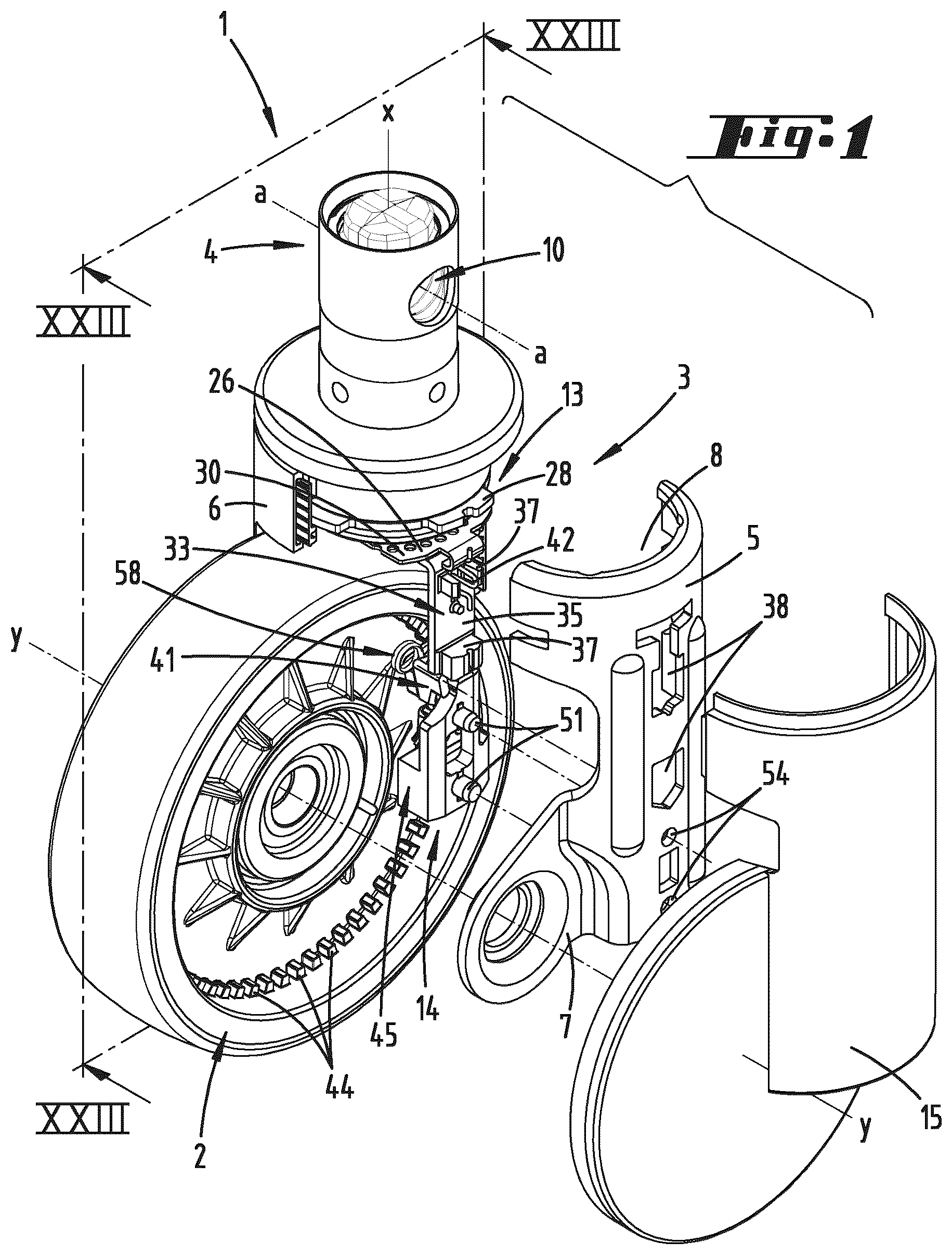 Patent US12611892 Figure 1 – Form-fit adjustment device for a caster