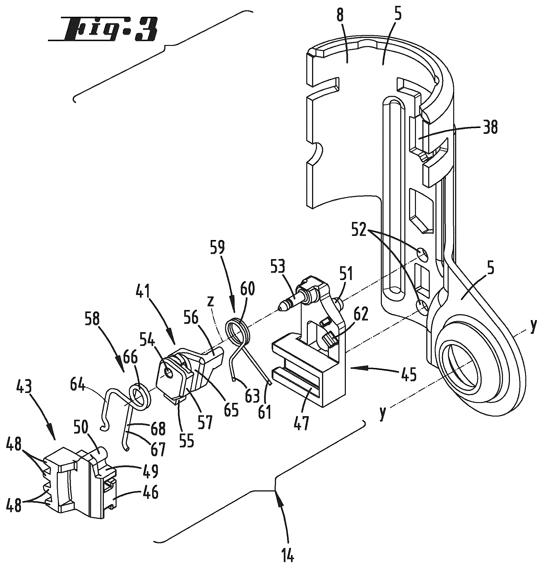 Patent US12611892 Figure 3 – Form-fit adjustment device for a caster