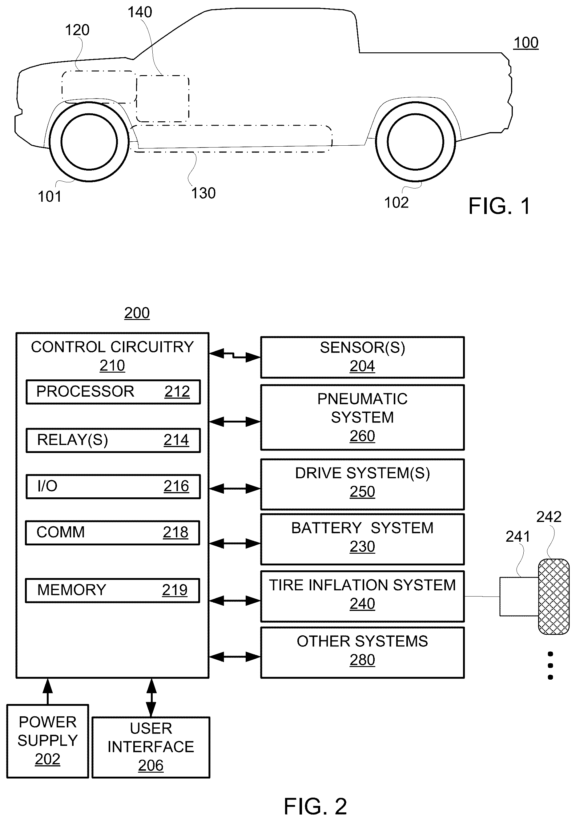 Patent US12611894 Figure 1 – Automatic tire inflation system
