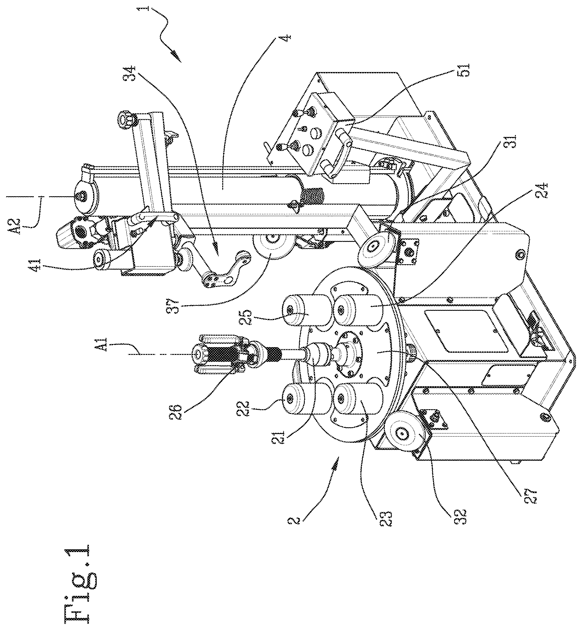 Patent US12611897 Figure 1 – Tire changing apparatus
