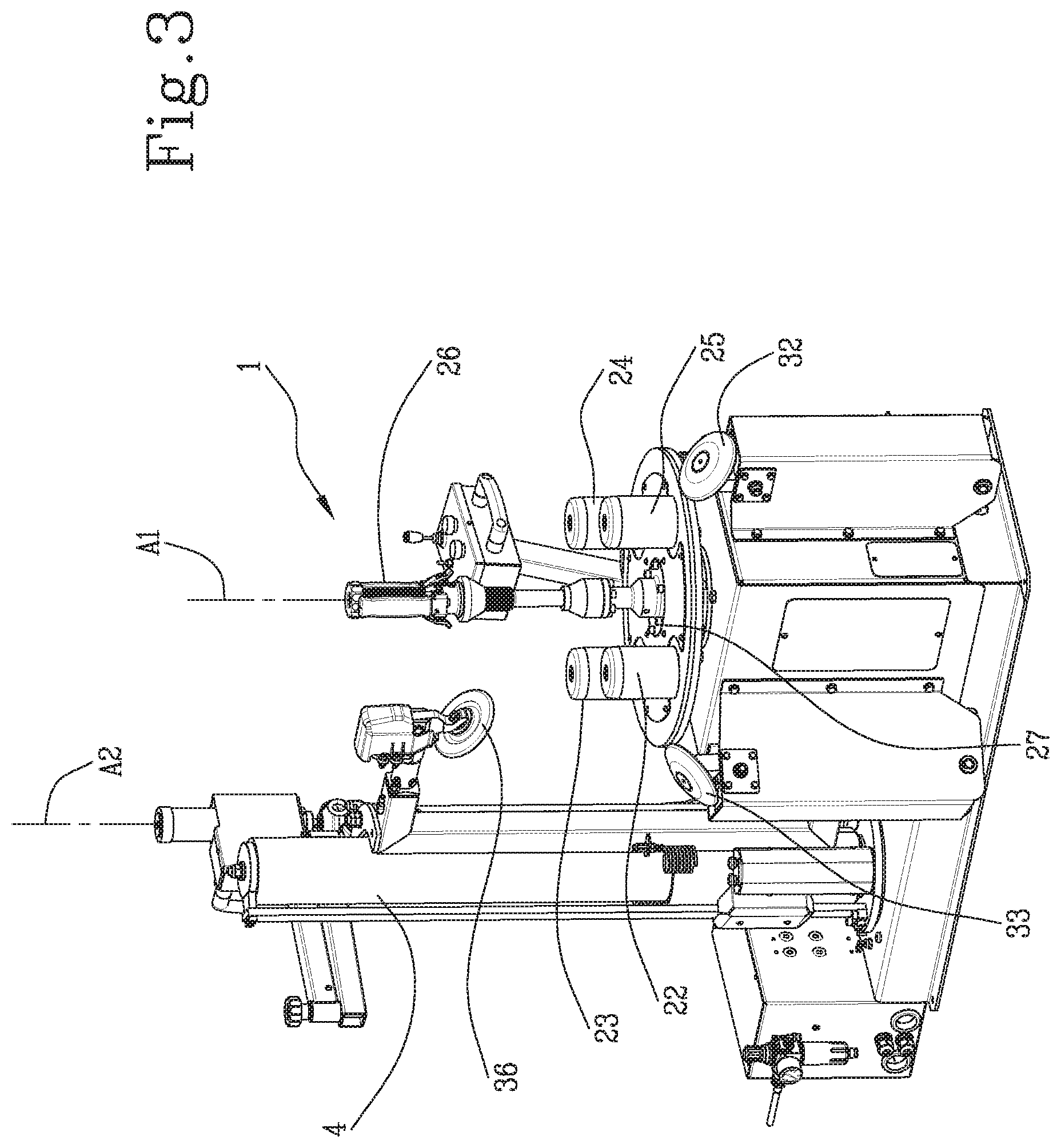 Patent US12611897 Figure 3 – Tire changing apparatus
