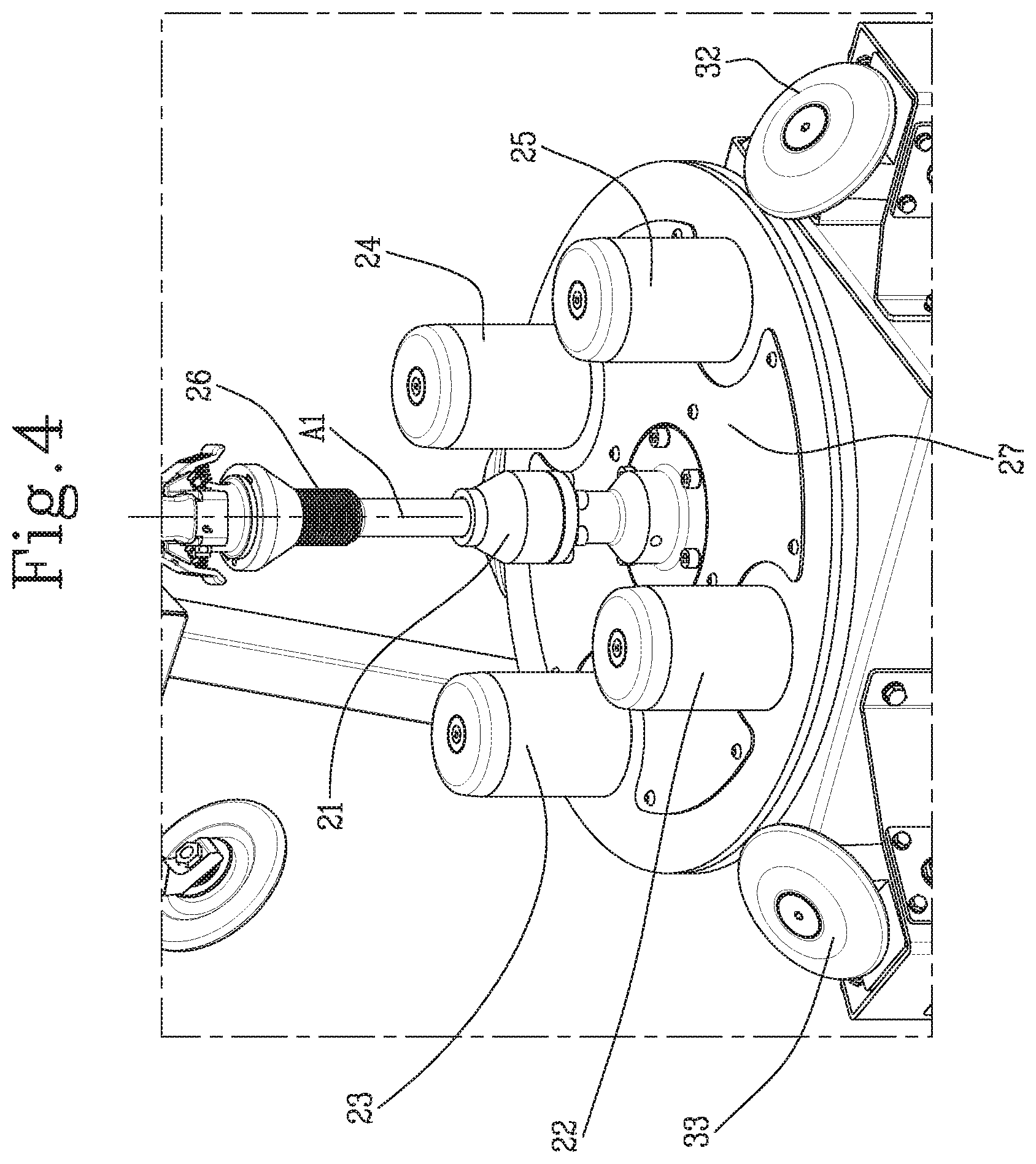 Patent US12611897 Figure 4 – Tire changing apparatus