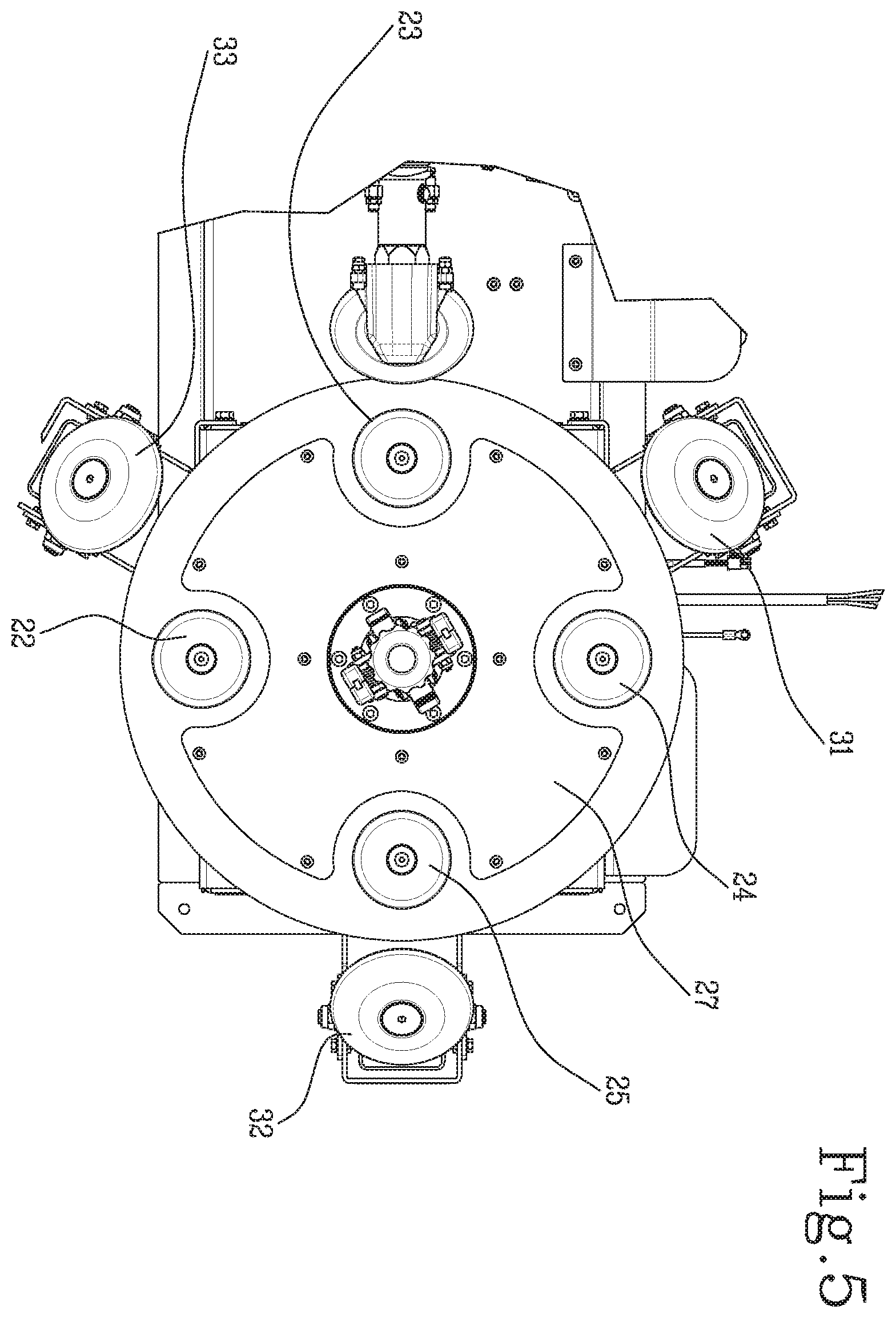 Patent US12611897 Figure 5 – Tire changing apparatus