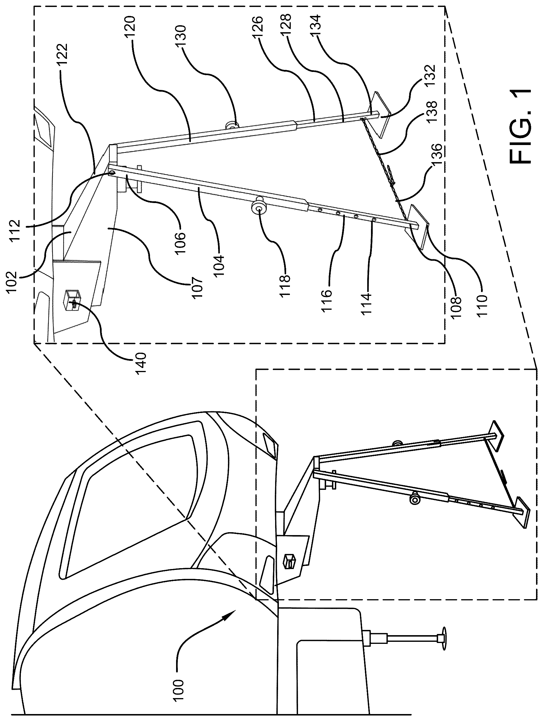 Patent US12611900 Figure 1 – Fifth wheel trailer stabilizer device