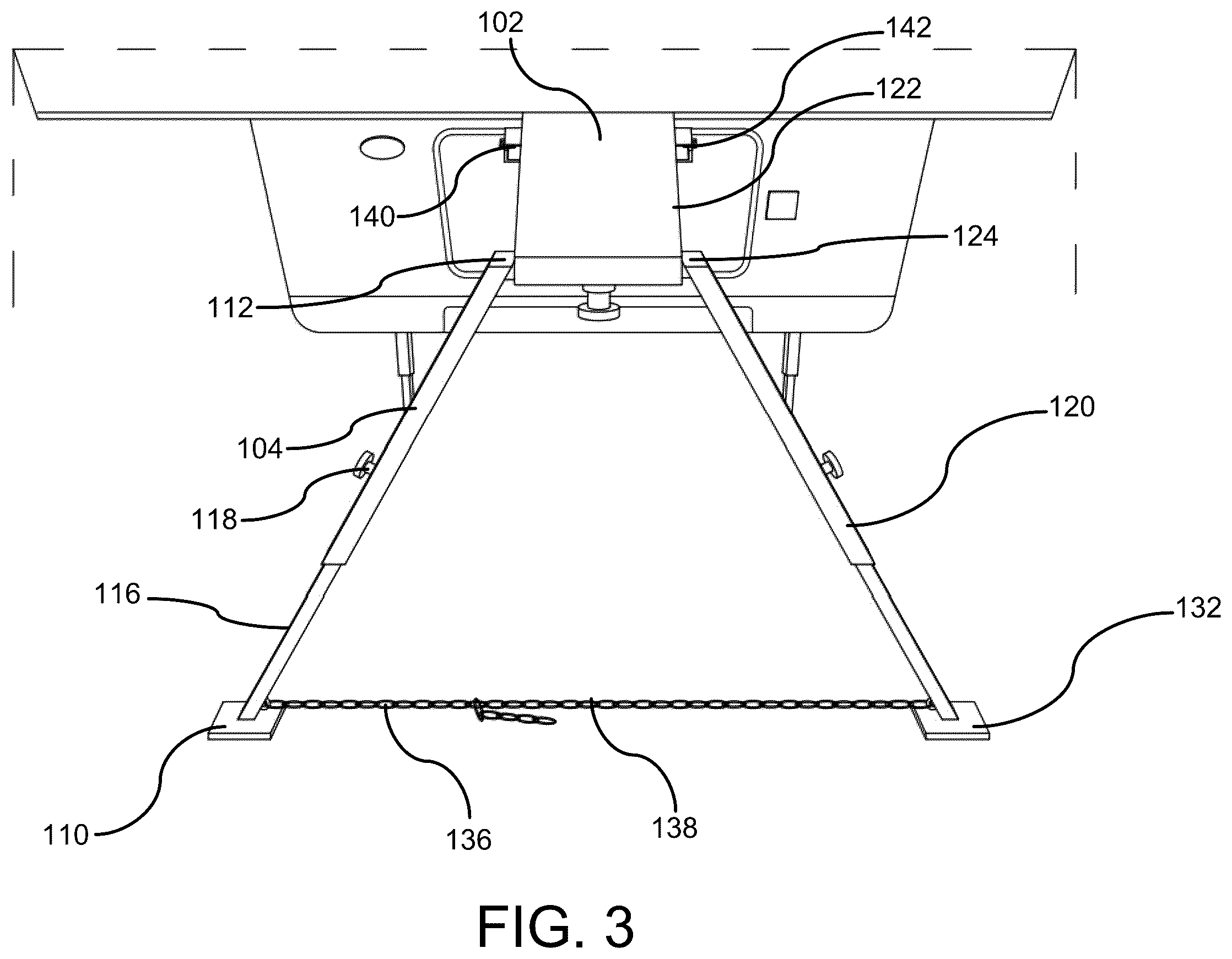Patent US12611900 Figure 3 – Fifth wheel trailer stabilizer device