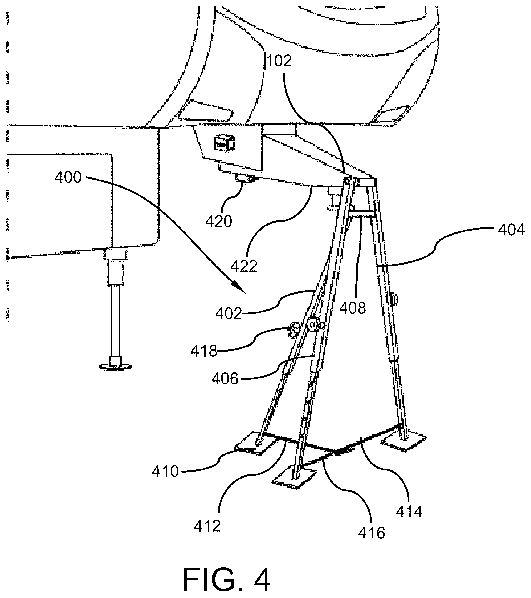 Patent US12611900 Figure 4 – Fifth wheel trailer stabilizer device