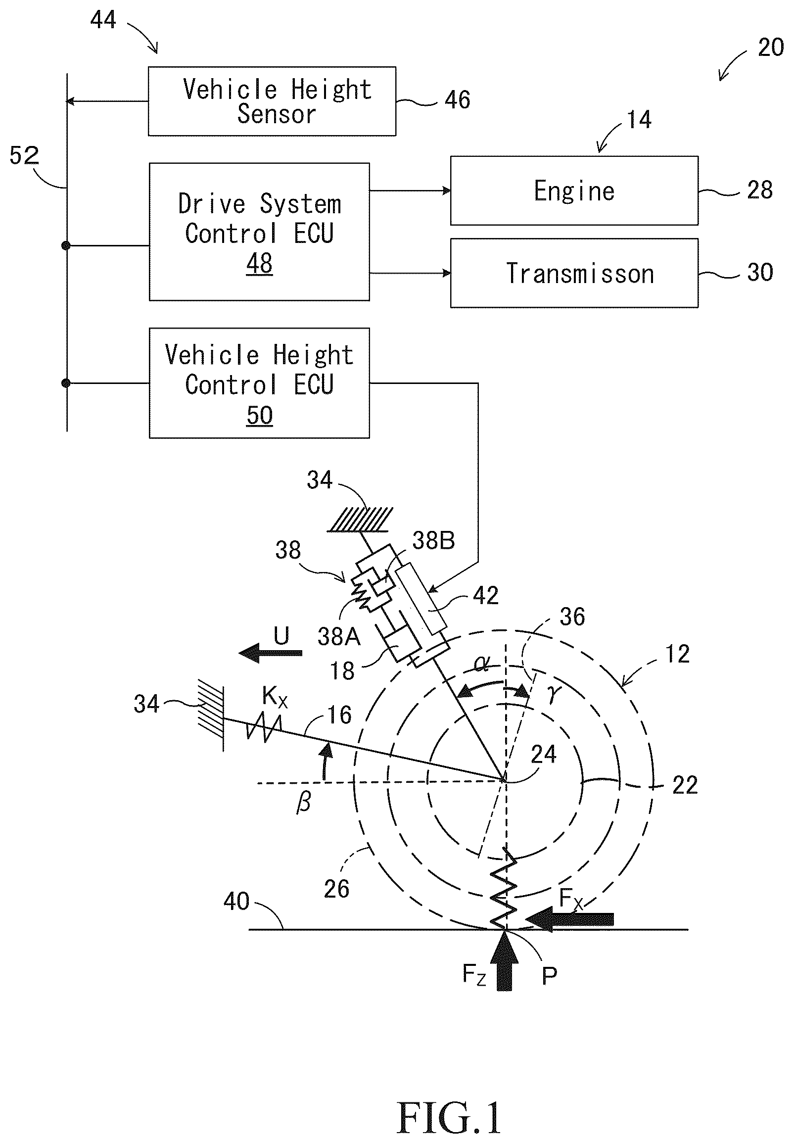Patent US12611904 — Vehicle height control device — Figure 1