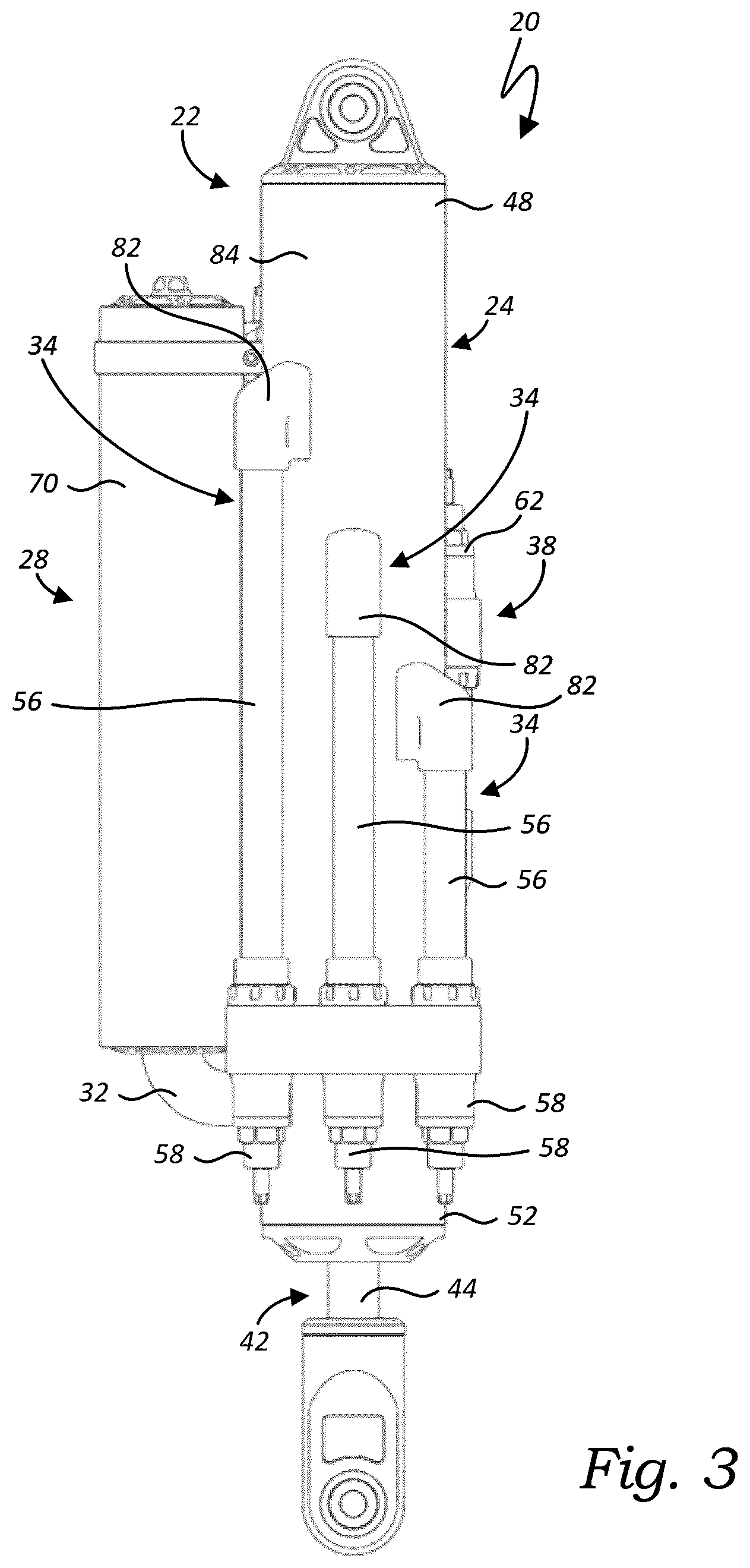 Patent US12611906 Figure 3 – External bypass apparatus for vehicle shock absorbers