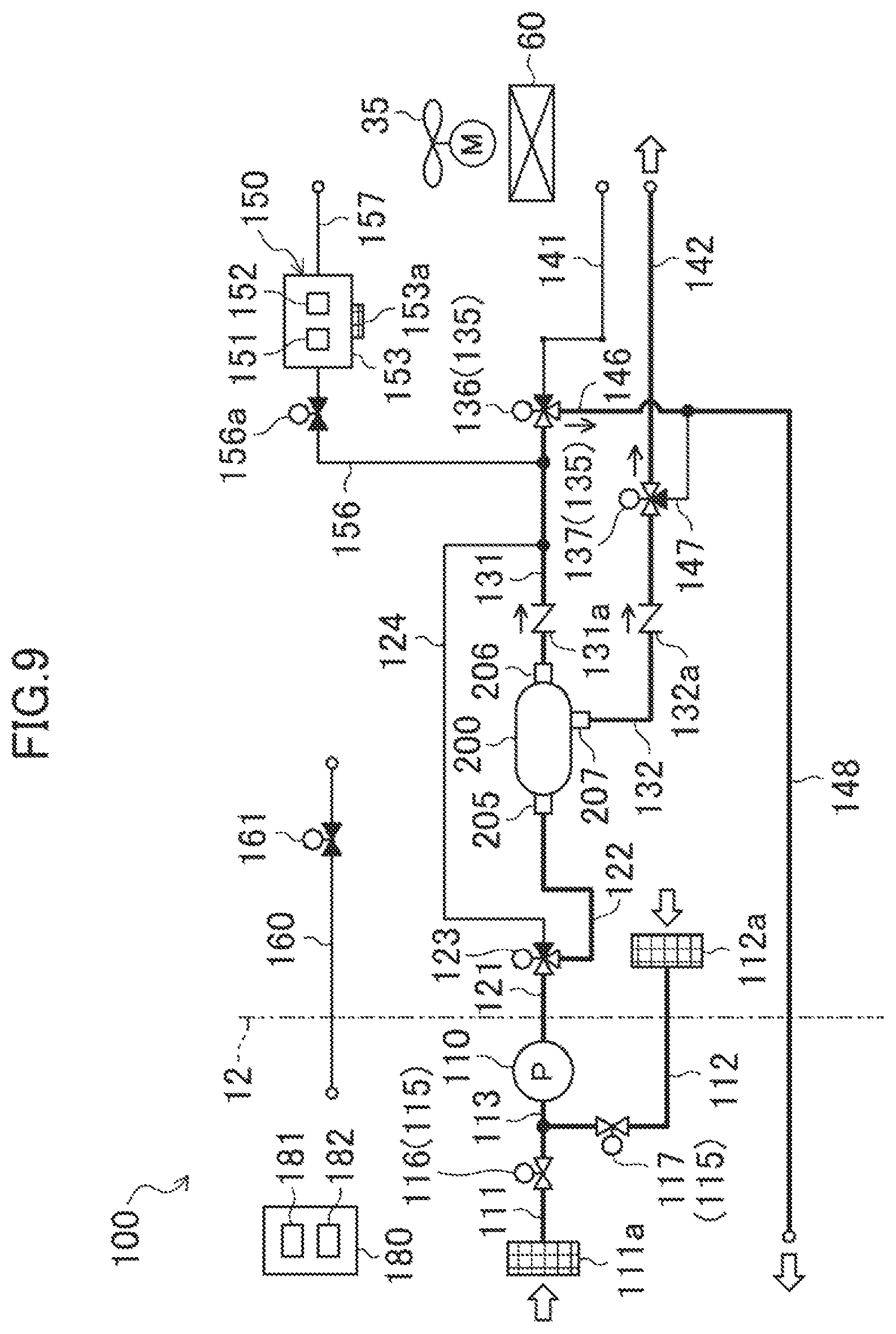 Patent US12611913 Figure 9 – Compartment air-conditioning apparatus, refrigeration apparatus, and transport container