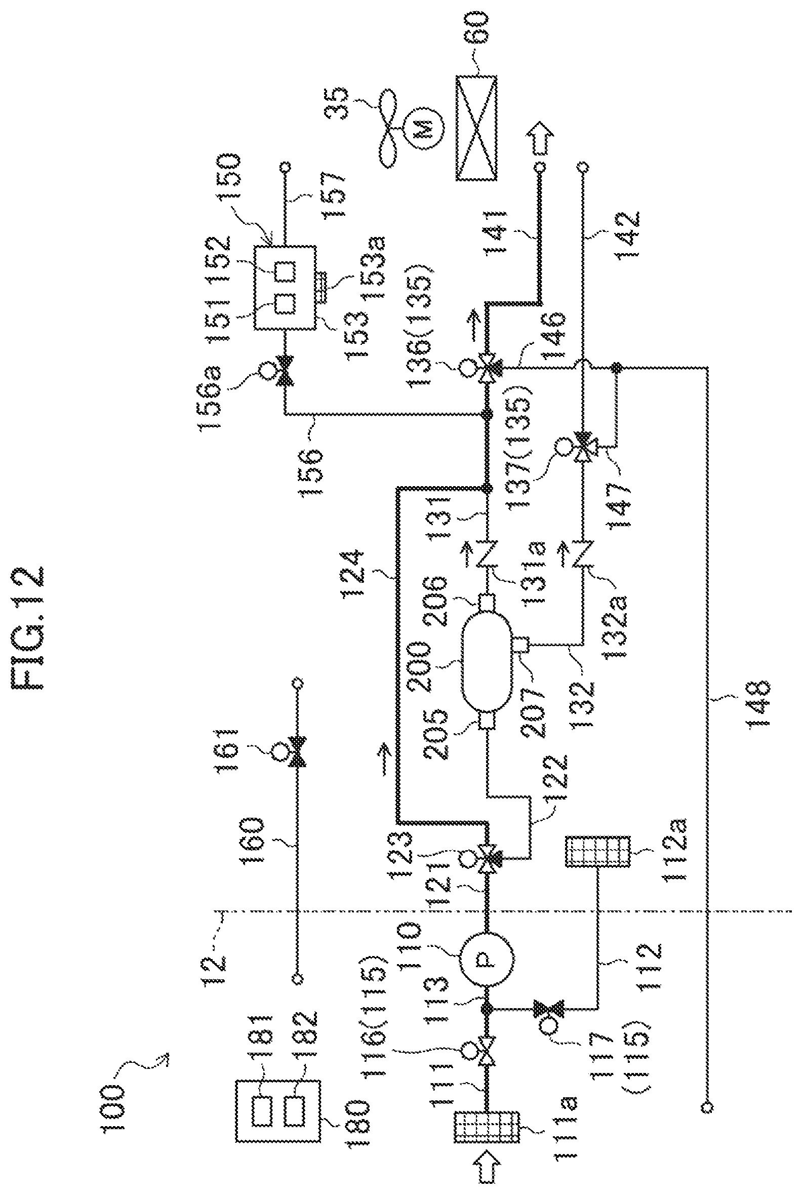 Patent US12611913 Figure 12 – Compartment air-conditioning apparatus, refrigeration apparatus, and transport container