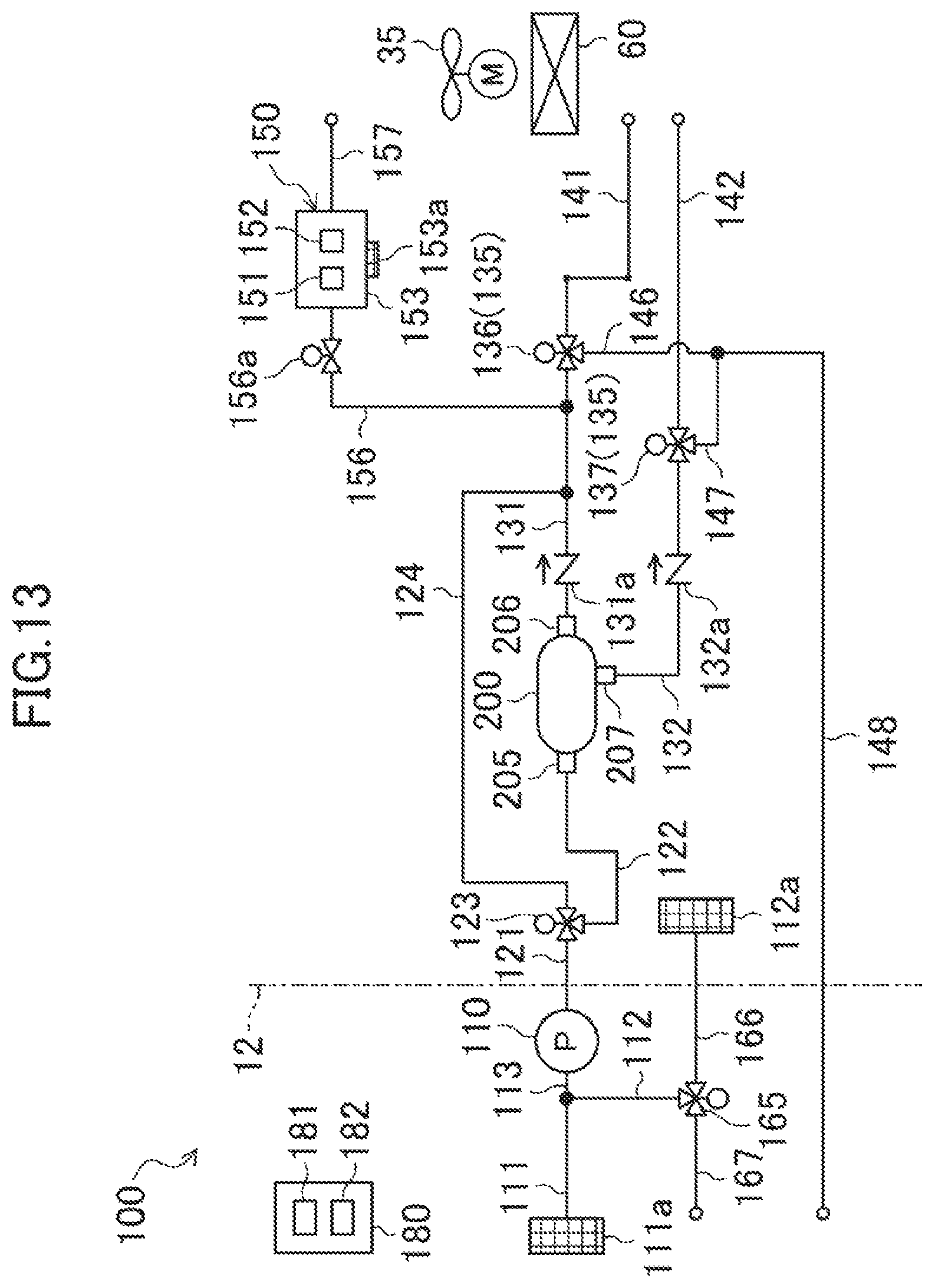Patent US12611913 Figure 13 – Compartment air-conditioning apparatus, refrigeration apparatus, and transport container