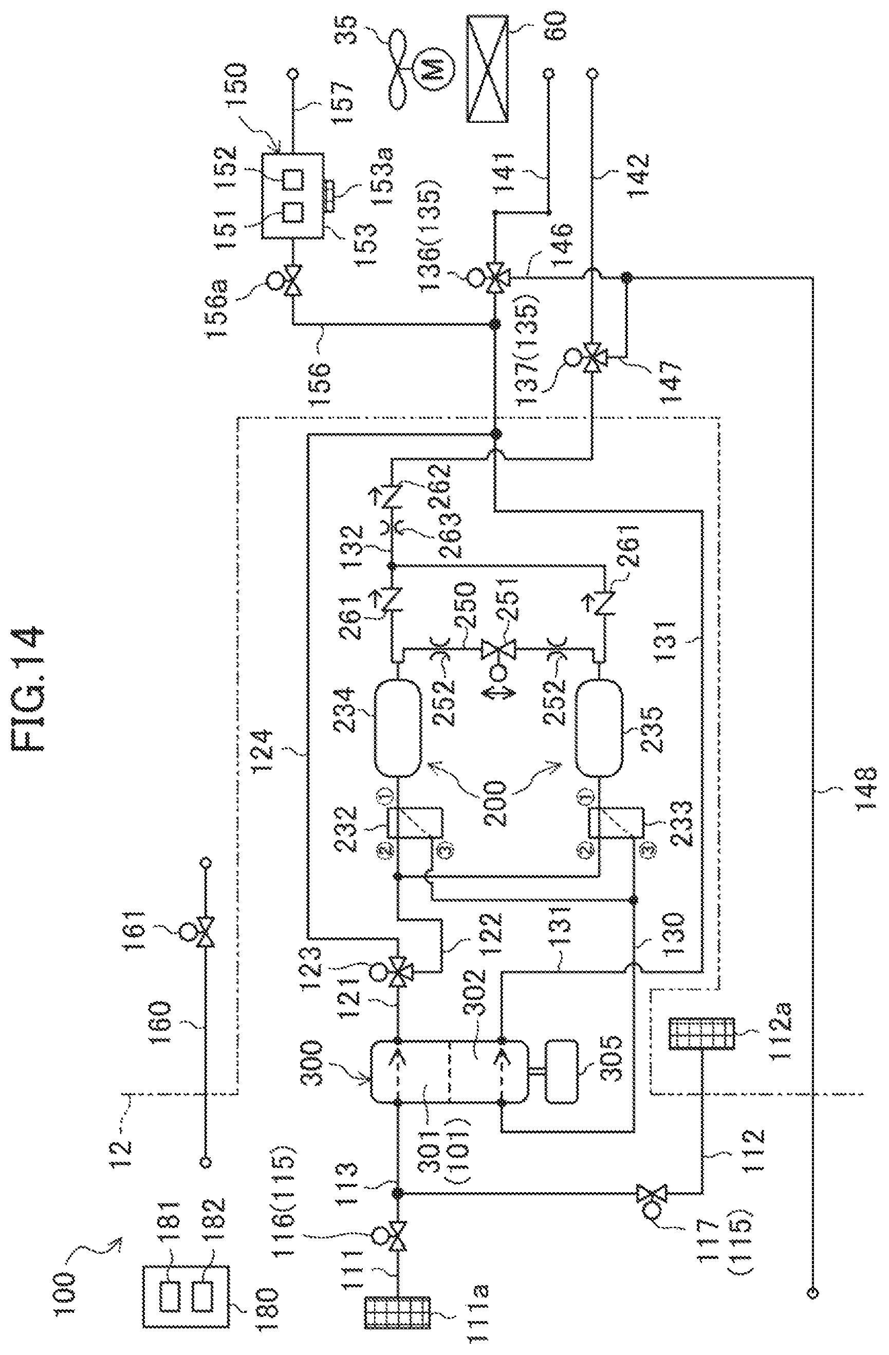 Patent US12611913 Figure 14 – Compartment air-conditioning apparatus, refrigeration apparatus, and transport container