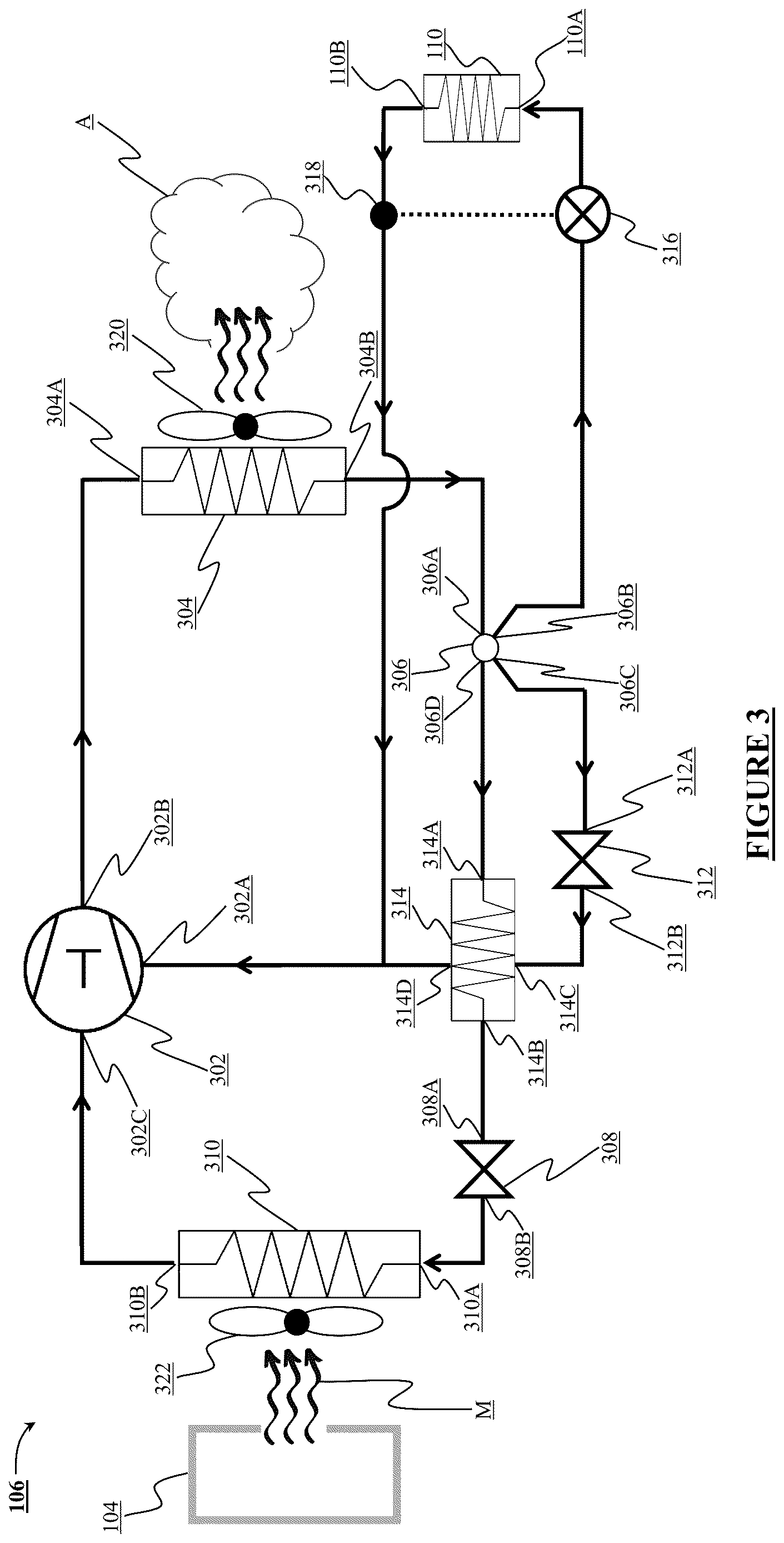 Patent US12611915 Figure 3 – Refrigeration system with a heat sink