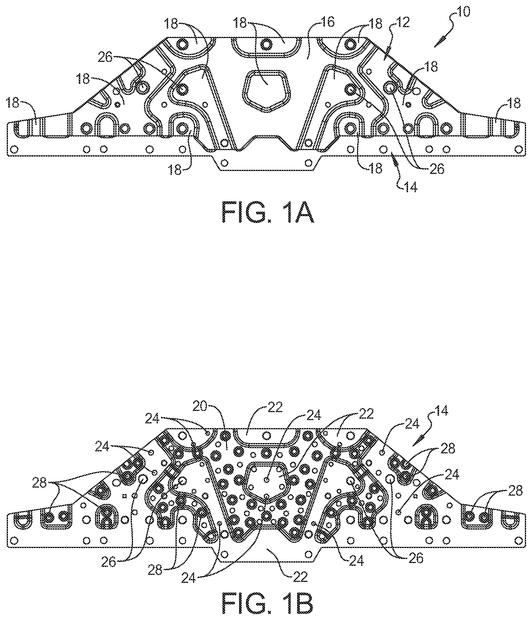 Patent US12611922 Figure 1 – Patterned two sheet shear panel constructions