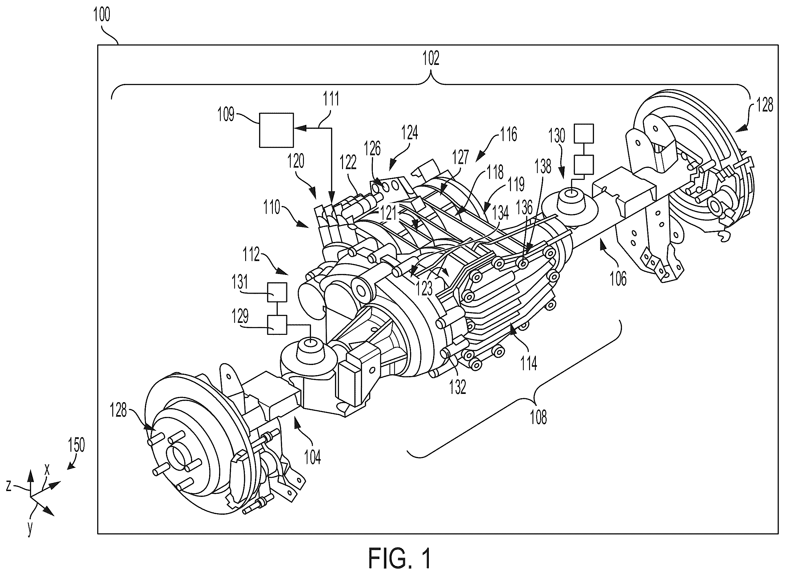 Patent US12611926 Figure 1 – Electric drive axle in a vehicle
