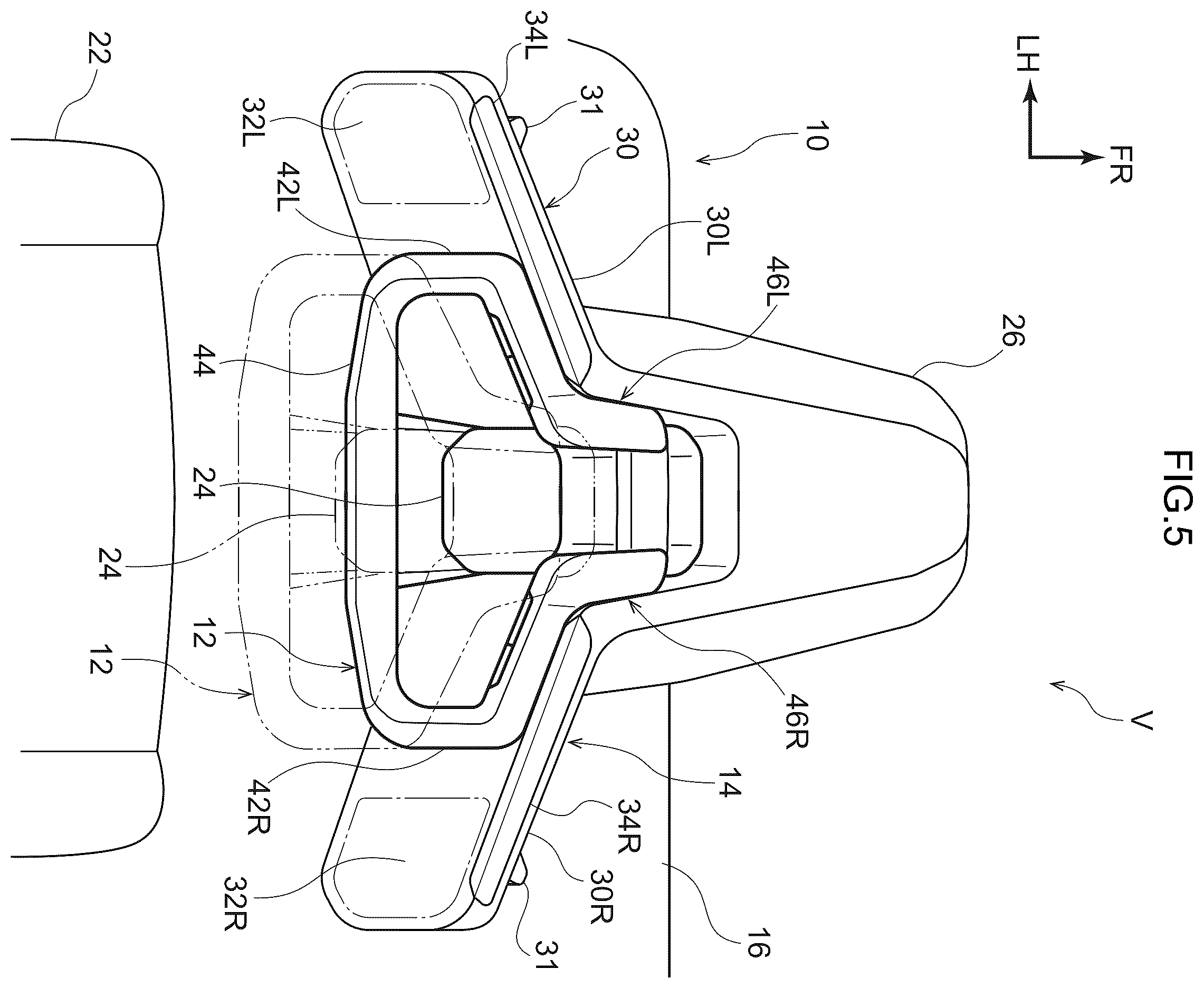 Patent US12611930 Figure 5 – Display device for a vehicle