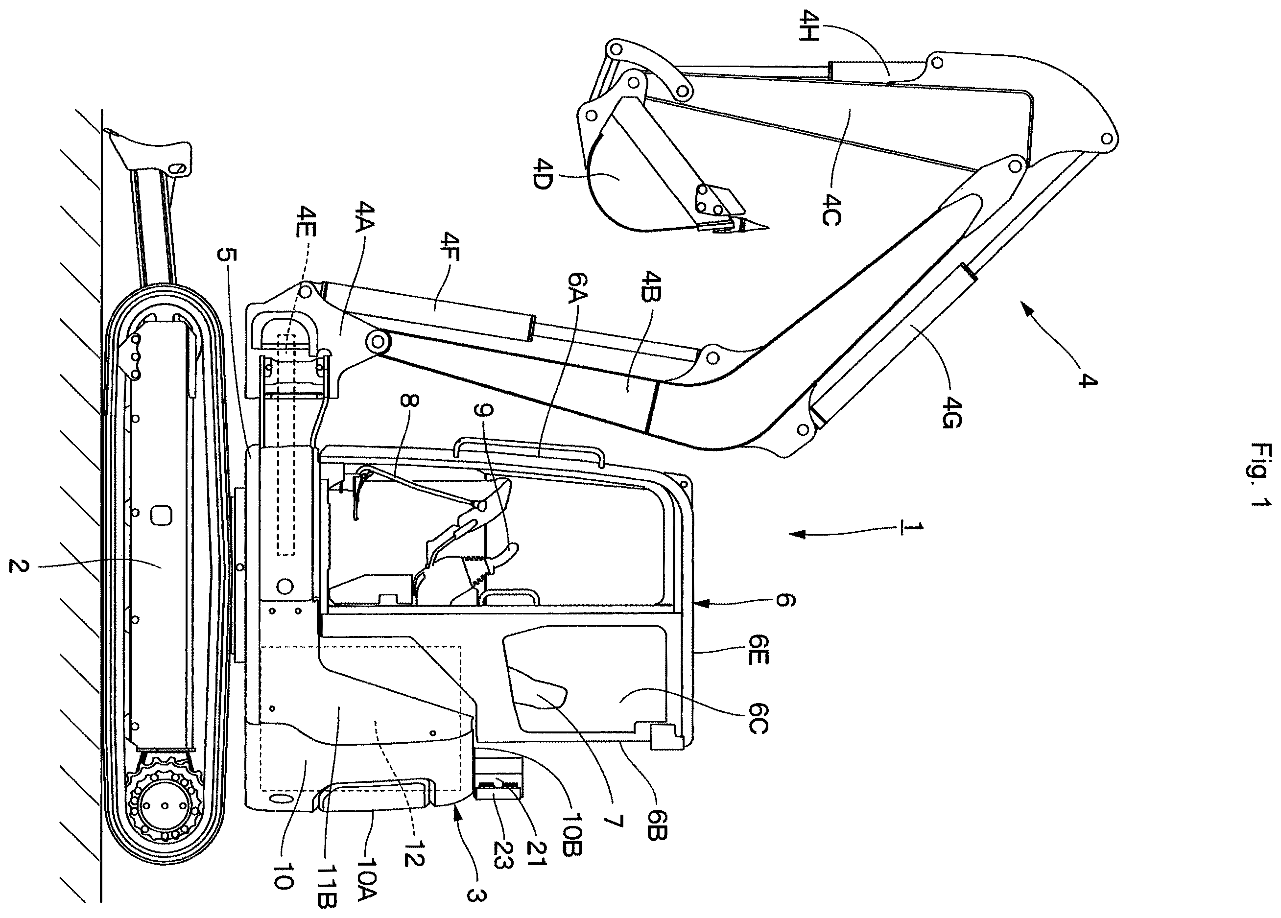 Patent US12611944 Figure 1 – Electric construction machine