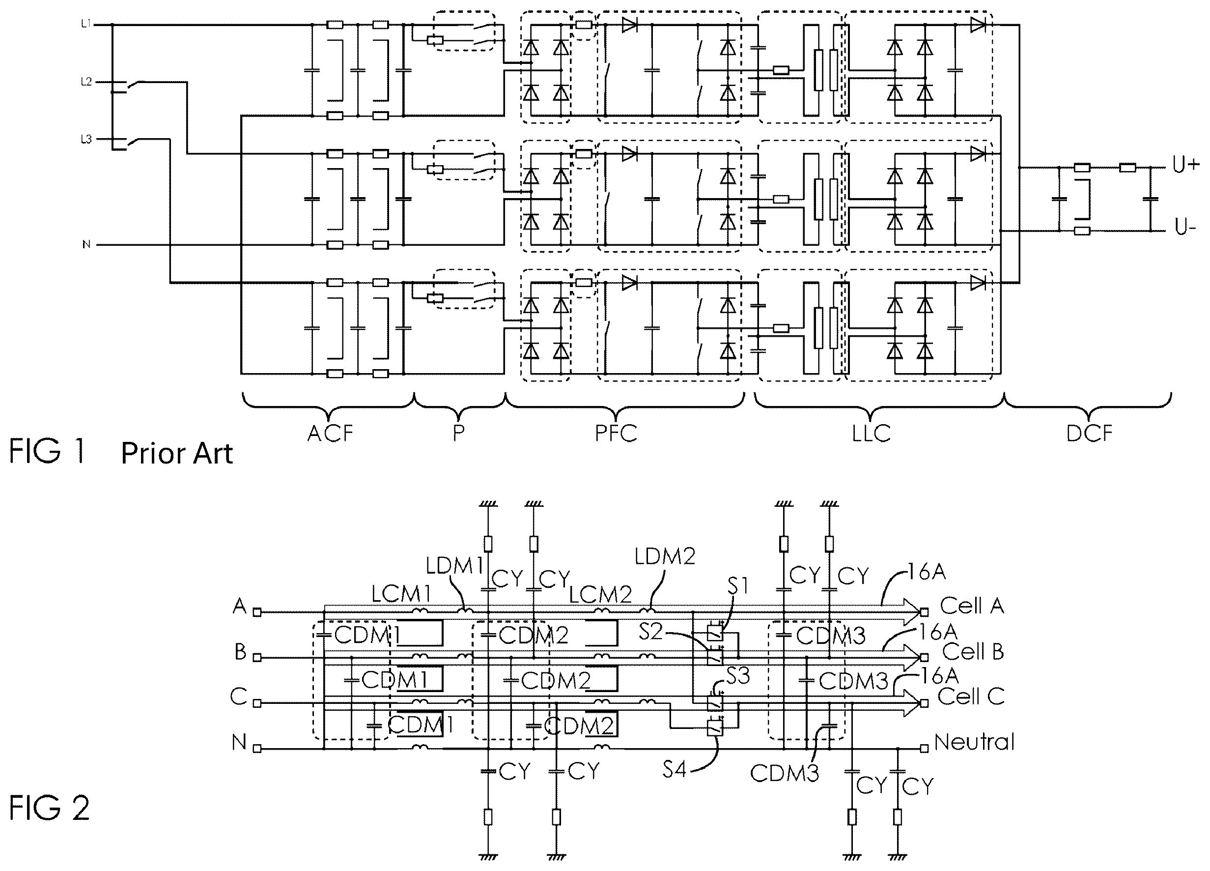 Patent US12611946 — Single-phase and three-phase hybrid filter system for an electric charger — Figure 1