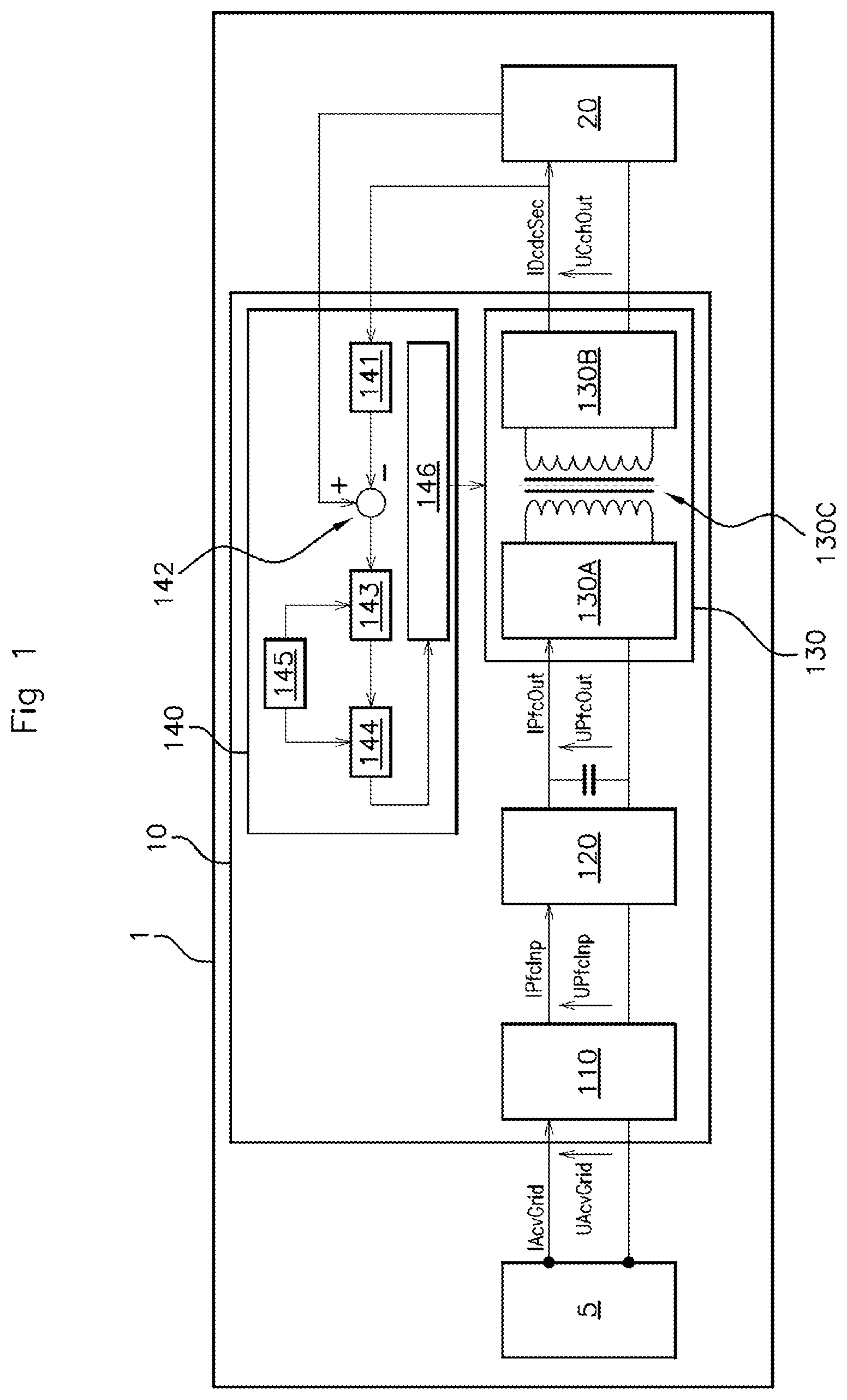 Patent US12611948 Figure 1 – Device for controlling a DC-DC converter of an onboard electrical charger