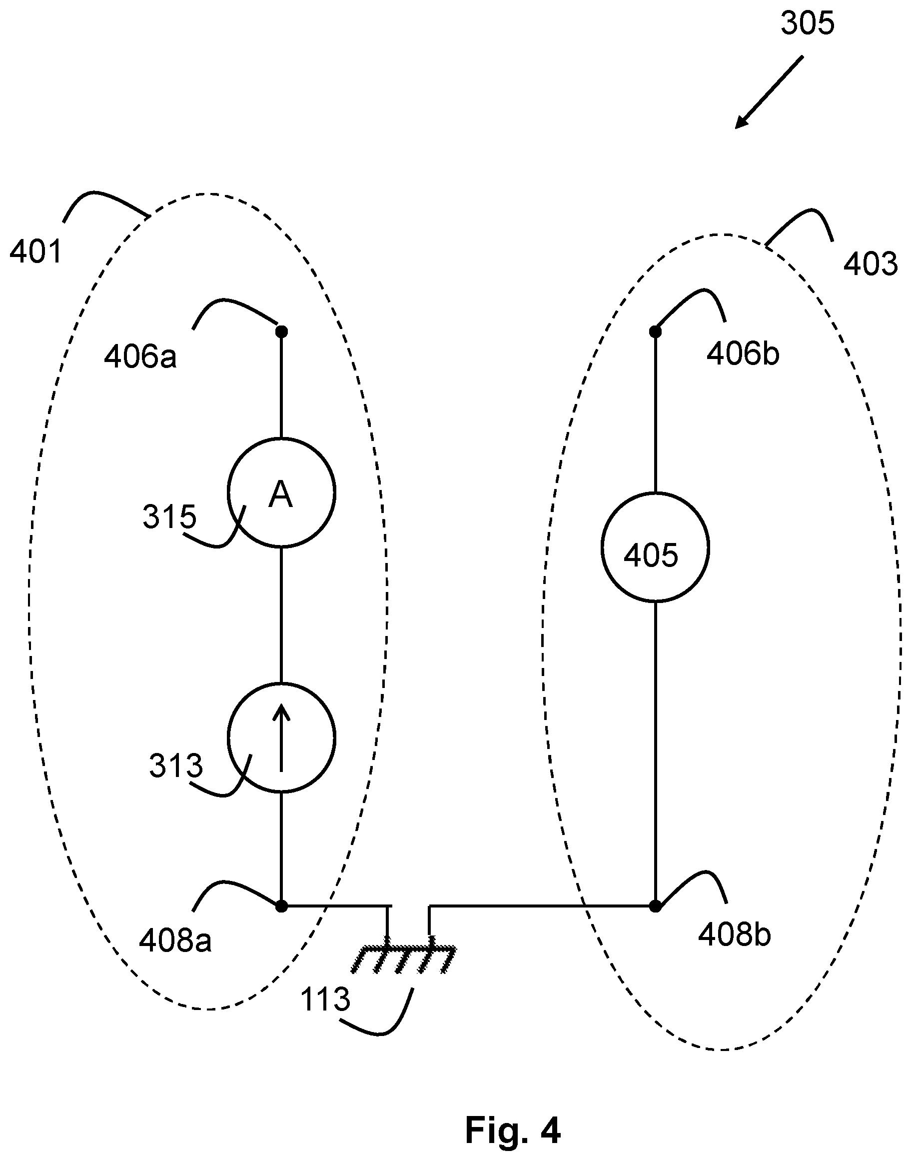 Patent US12611954 Figure 4 – Monitoring circuit for monitoring of a protective earth connection in a vehicle charging interface of a vehicle