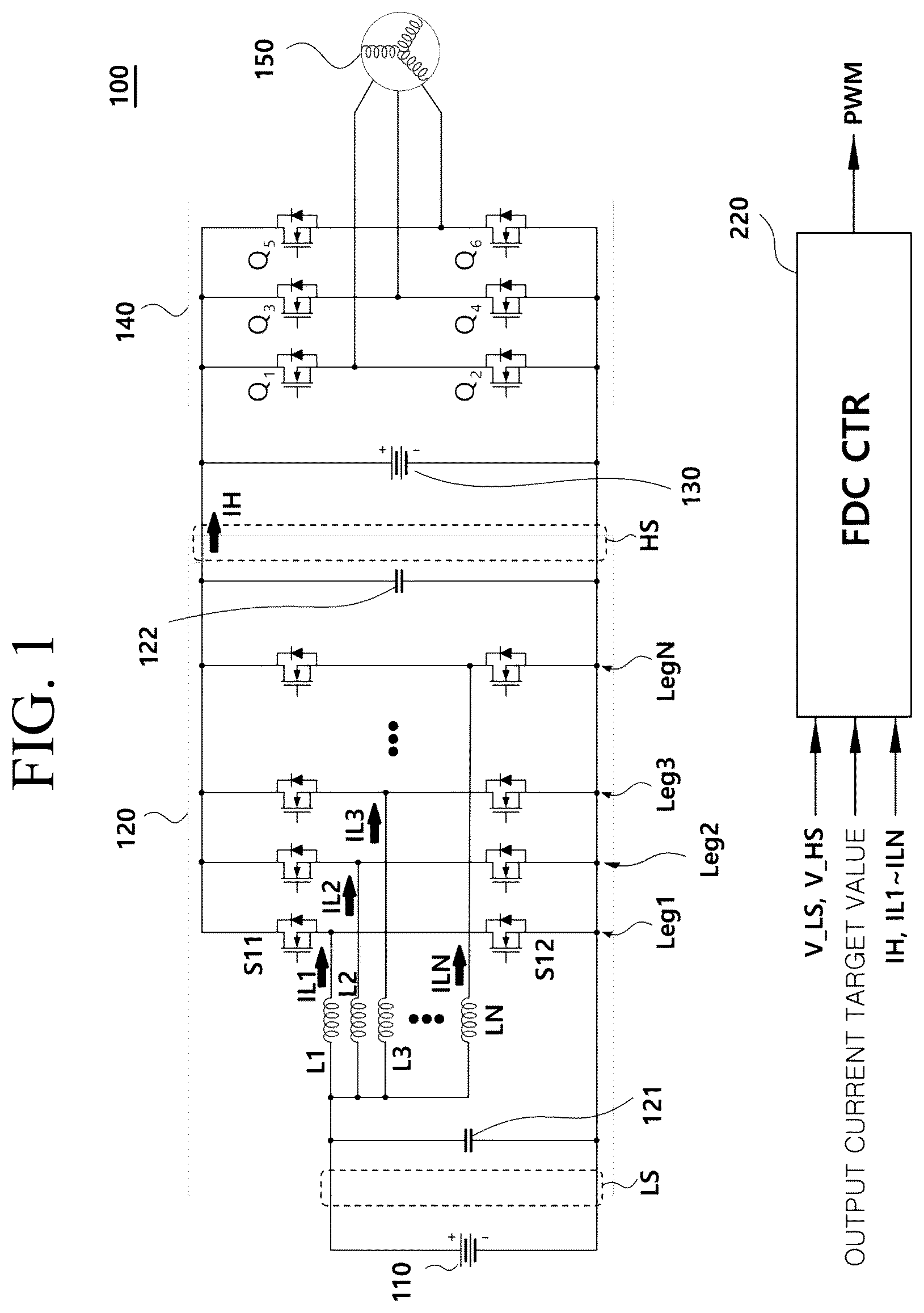 Patent US12611965 Figure 1 – Vehicle including DC-DC converter and method of controlling for the same