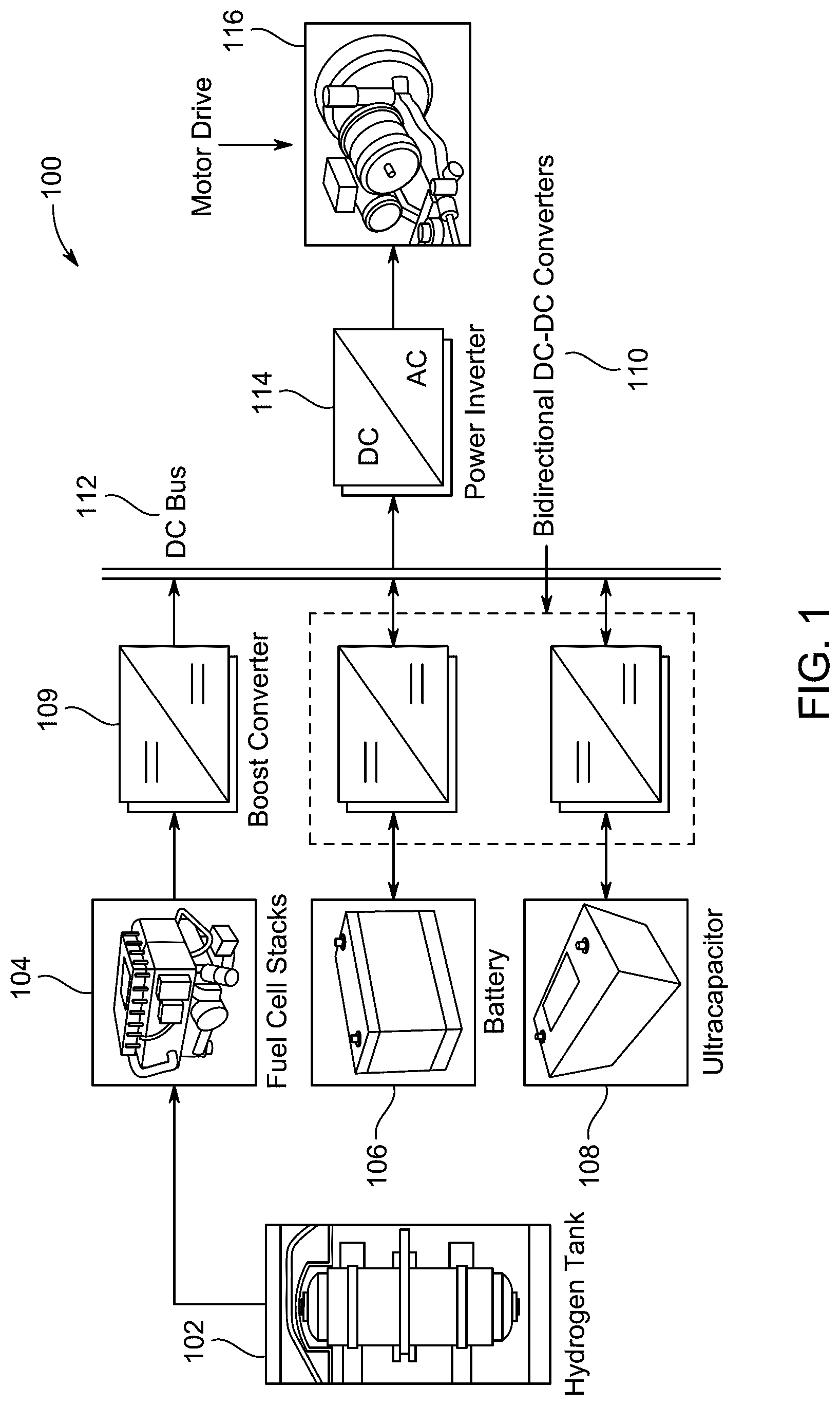 Patent US12611966 Figure 1 – Method to control battery-backed hybrid power system in a fuel cell electric vehicle