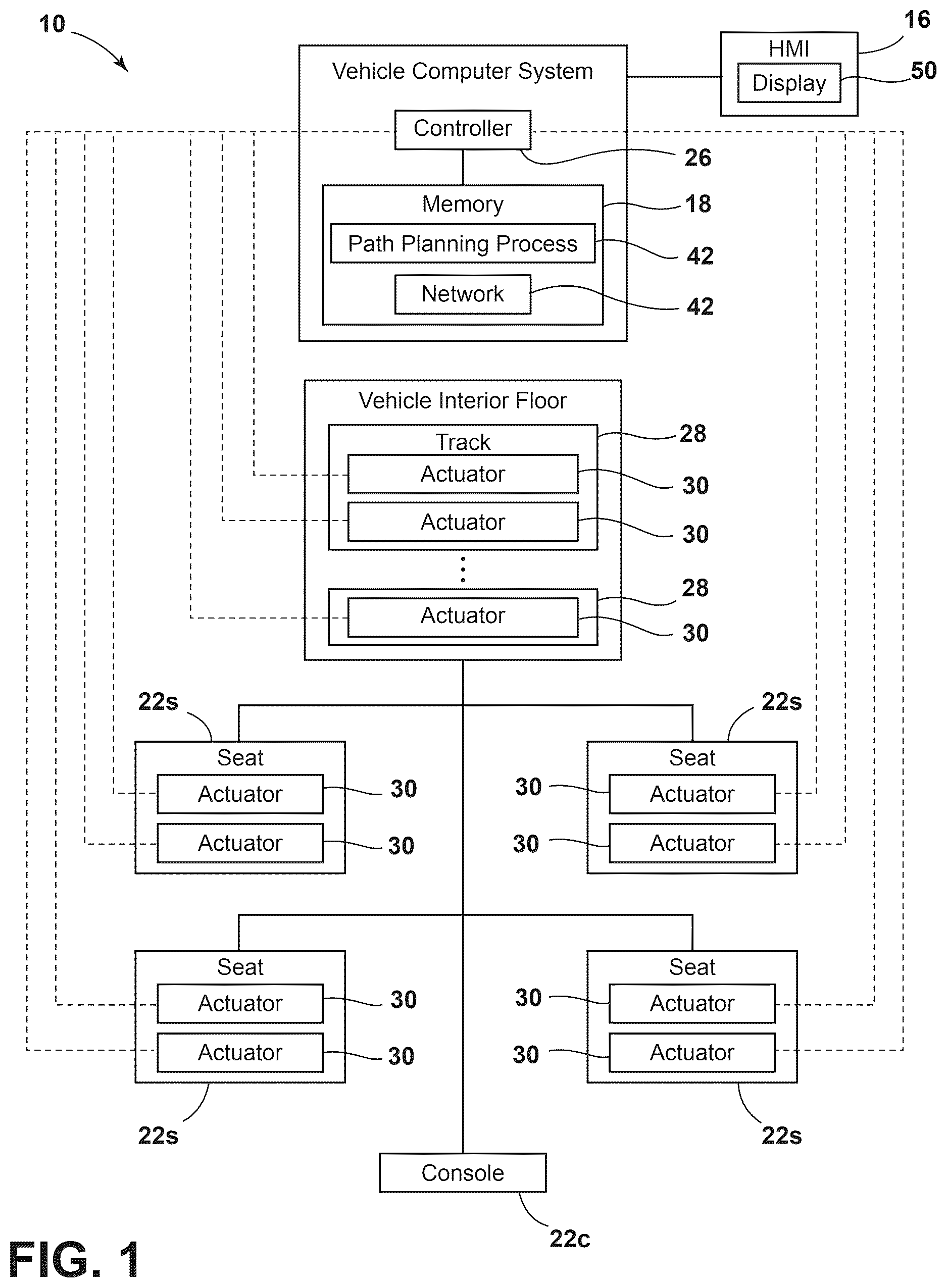 Patent US12611967 Figure 1 – System and method for cabin reconfiguration motion planning