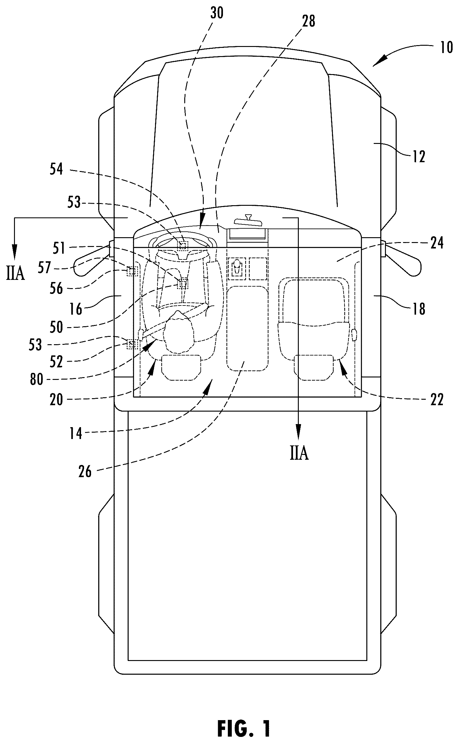 Patent US12611968 — Vehicle having ergonomically adjustable seat assembly — Figure 1