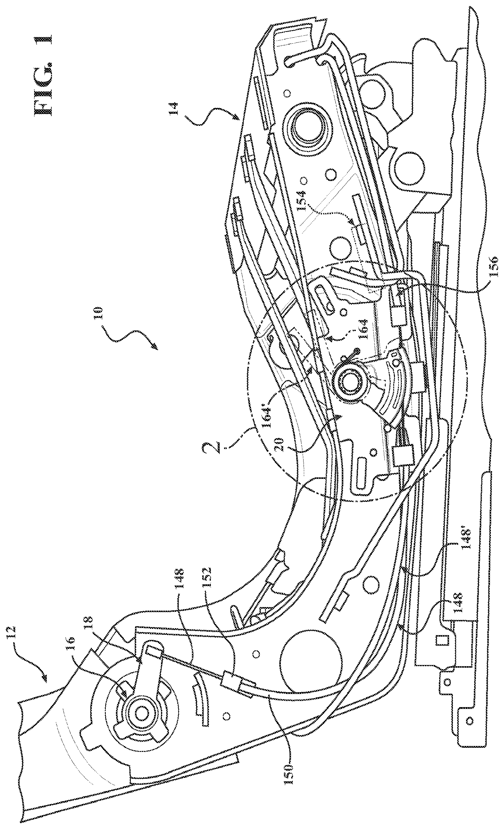 Patent US12611970 Figure 1 – Remote handle assembly