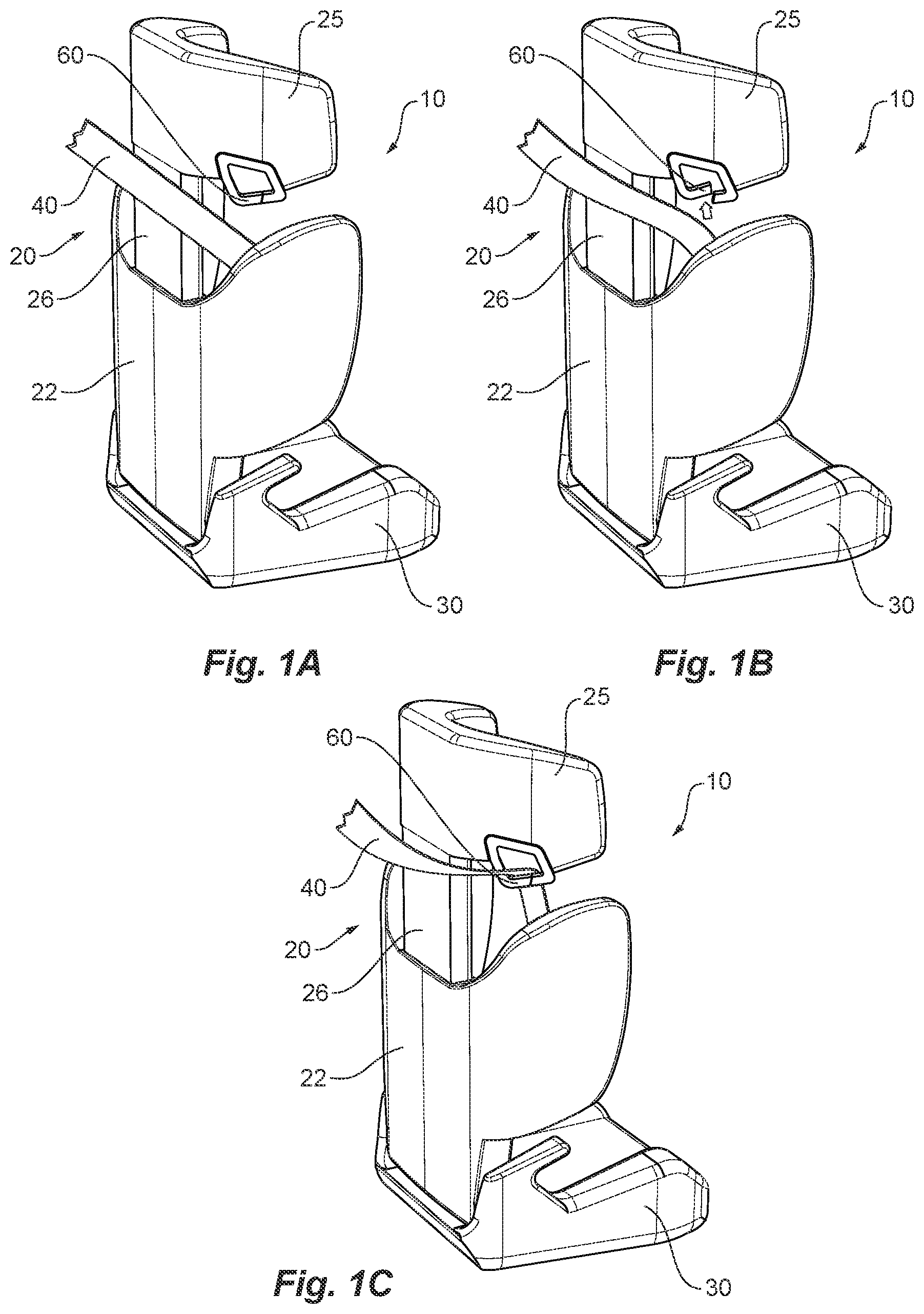 Patent US12611972 Figure 1 – Child seat having a seat belt guide assembly