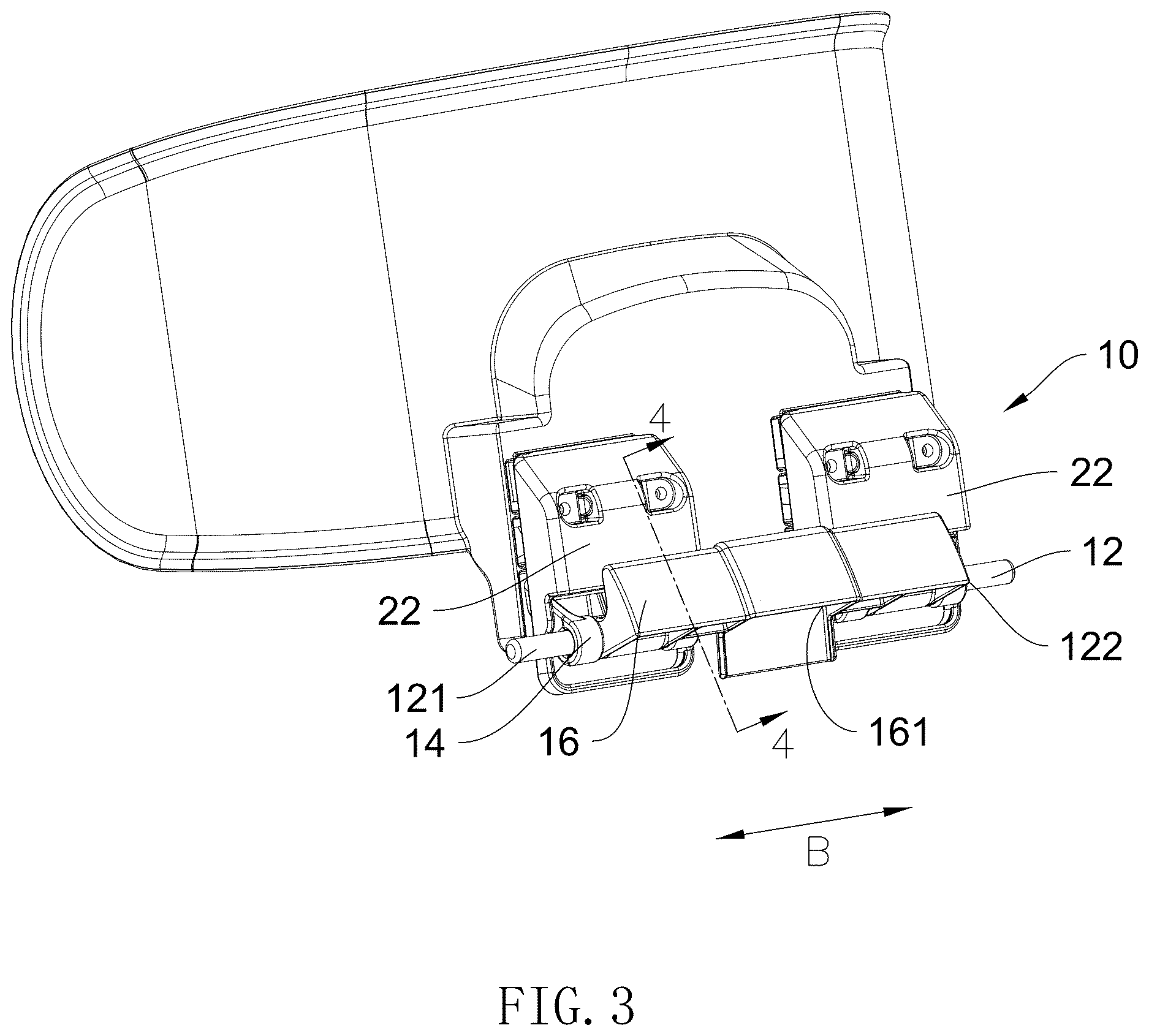 Patent US12611973 Figure 3 – Headrest height adjustment mechanism and child safety seat