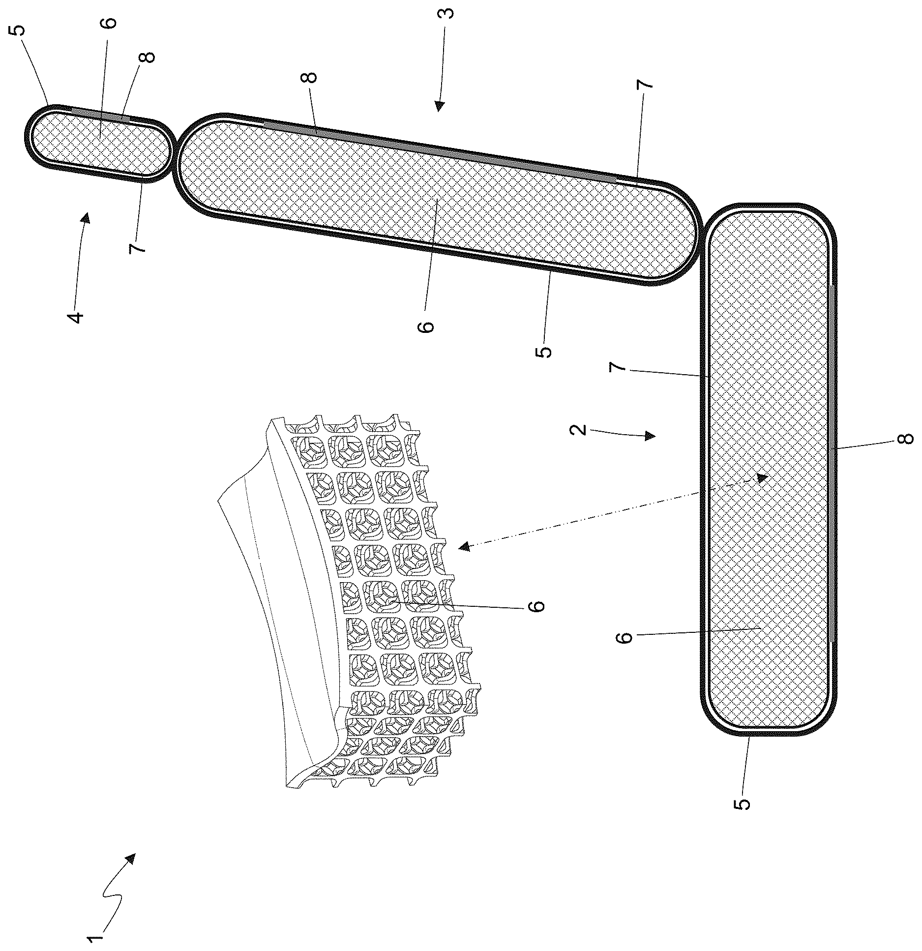 Patent US12611975 Figure 1 – Vehicle seat provided with a lattice bearing structure
