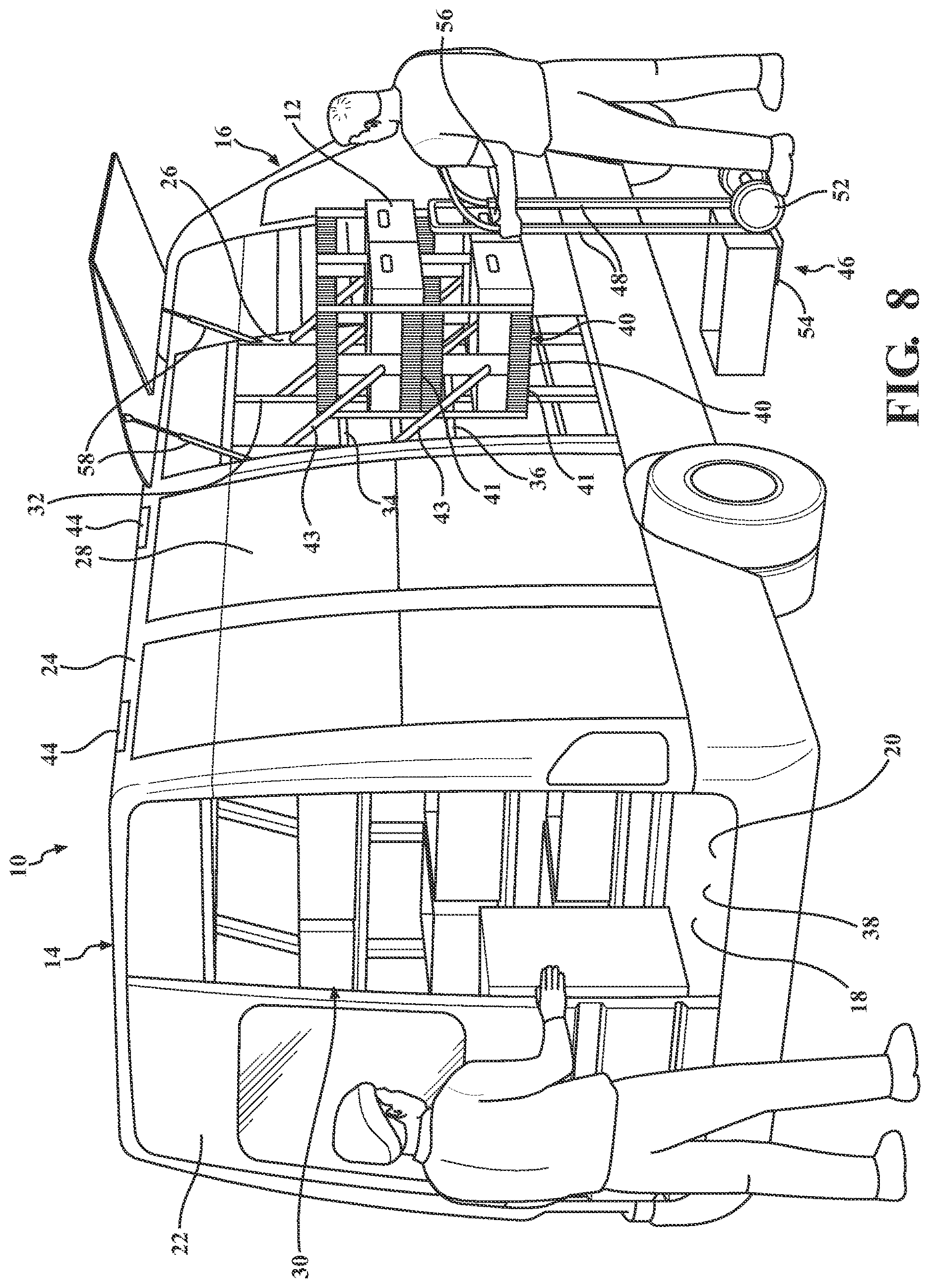 Patent US12611977 Figure 7 – Automatic shelving system for a vehicle