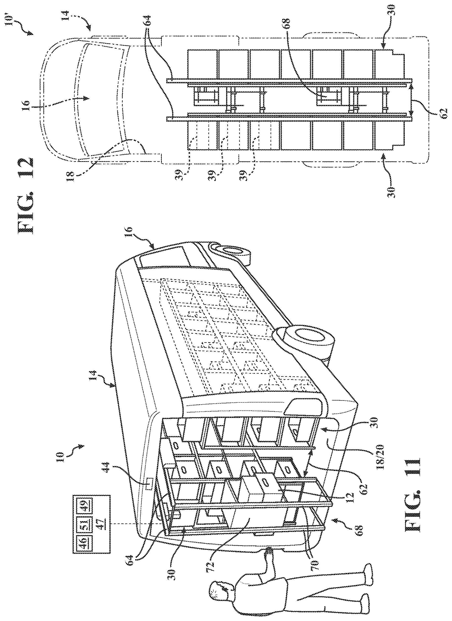 Patent US12611977 Figure 10 – Automatic shelving system for a vehicle
