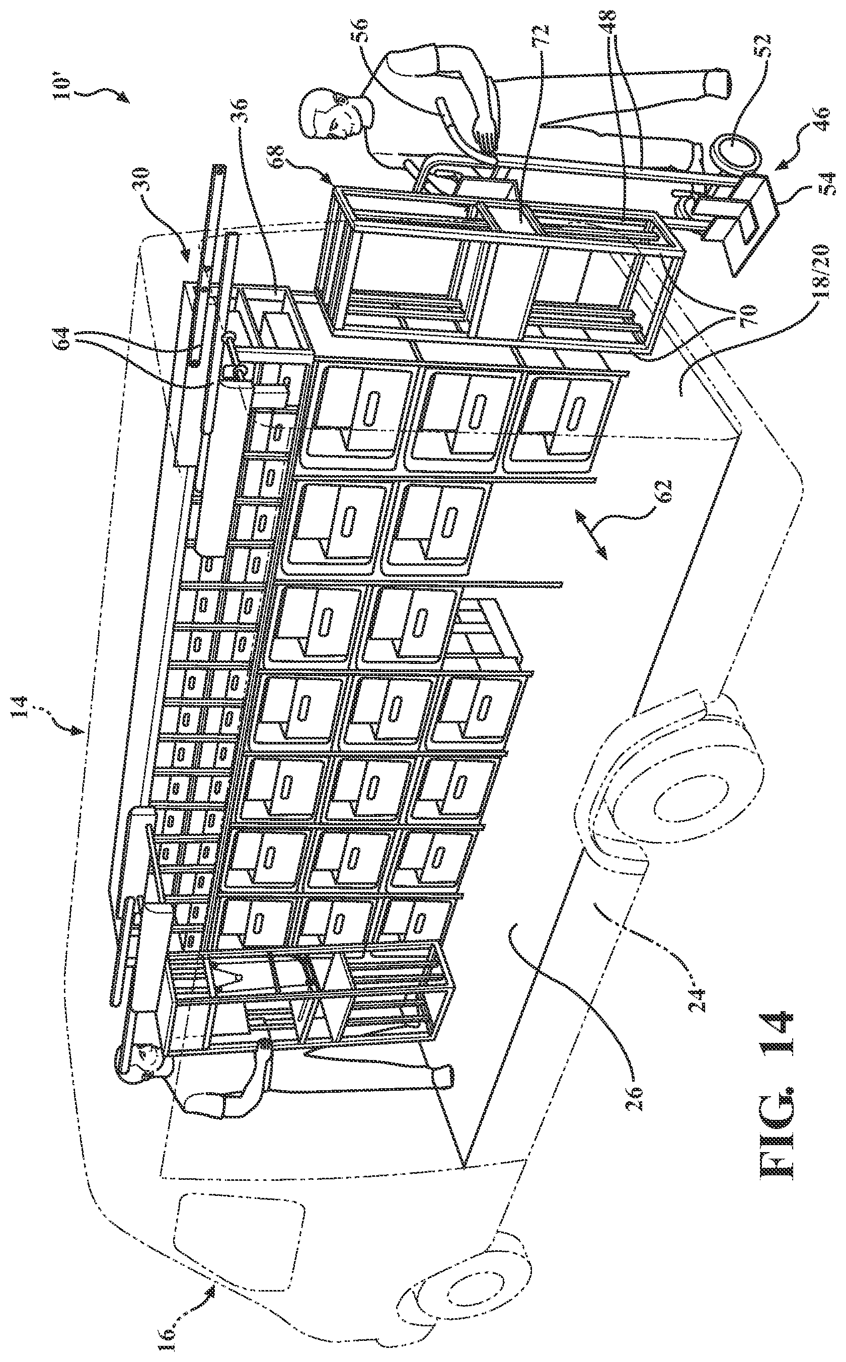 Patent US12611977 Figure 12 – Automatic shelving system for a vehicle