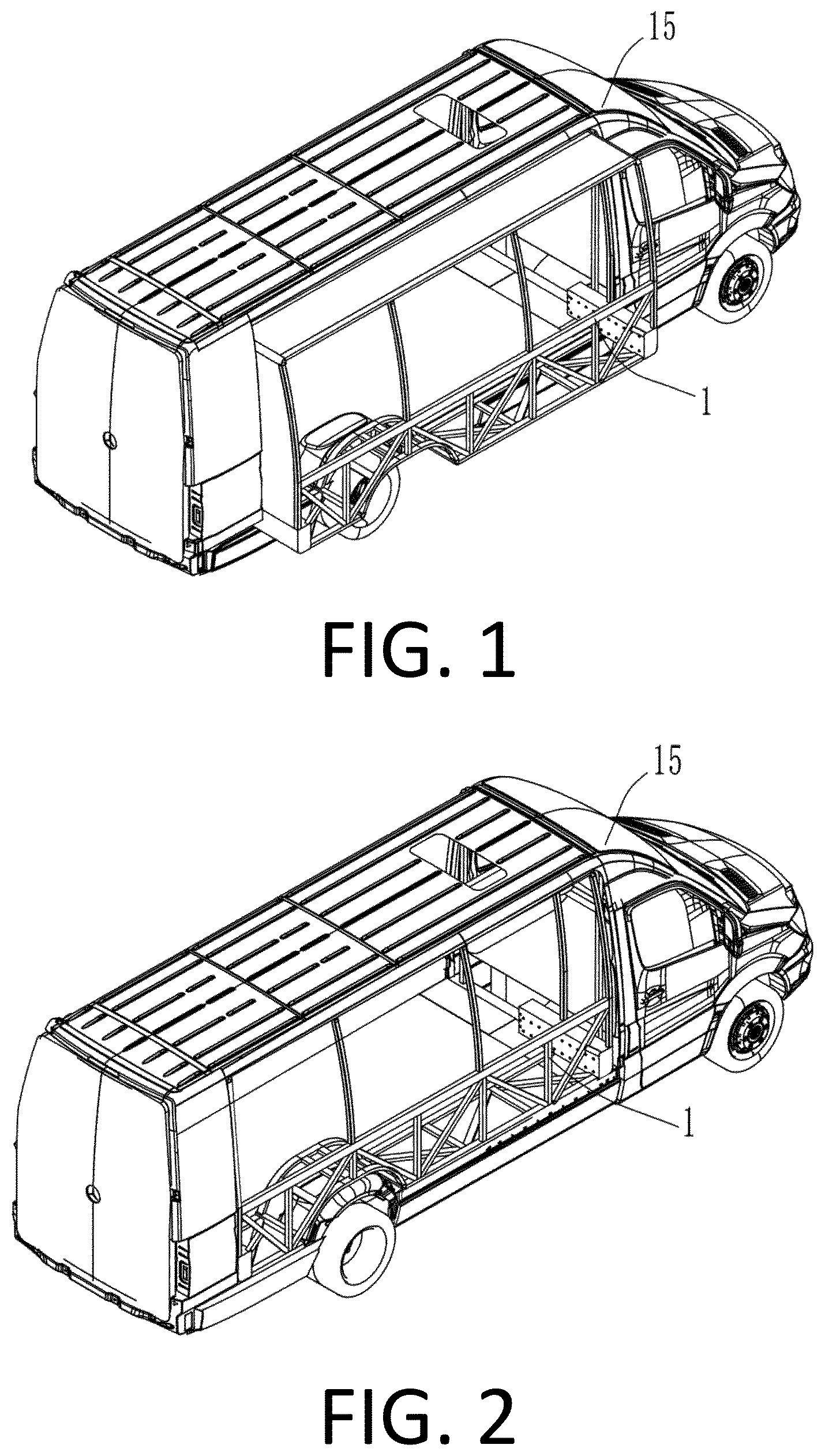 Patent US12611979 Figure 1 – Vehicle slide-out system with combined type cantilever rails