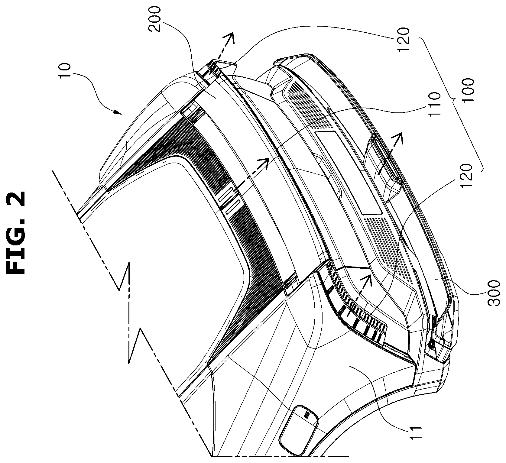 Patent US12611983 Figure 2 – Variable spoiler lighting apparatus for vehicle
