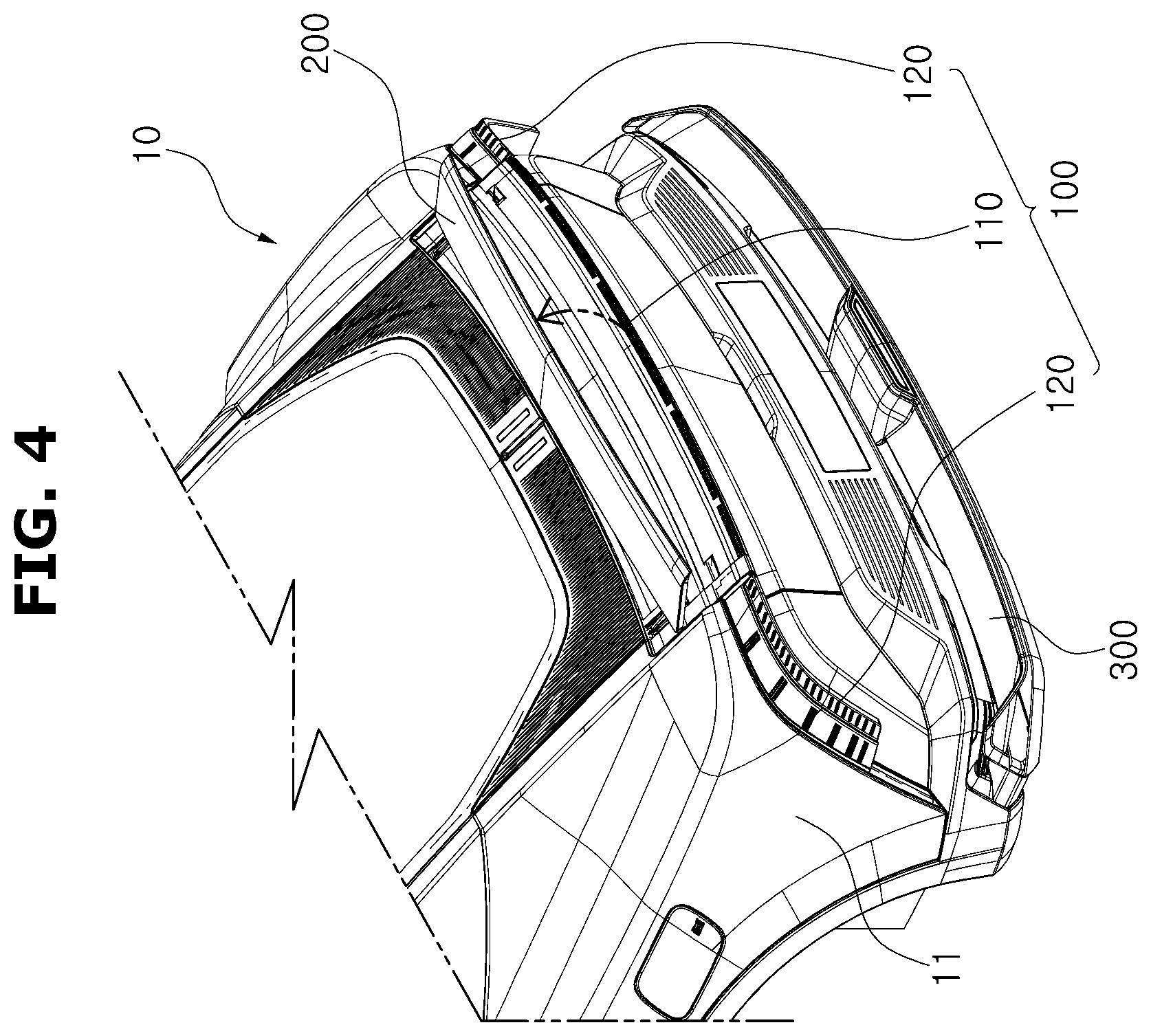 Patent US12611983 Figure 4 – Variable spoiler lighting apparatus for vehicle