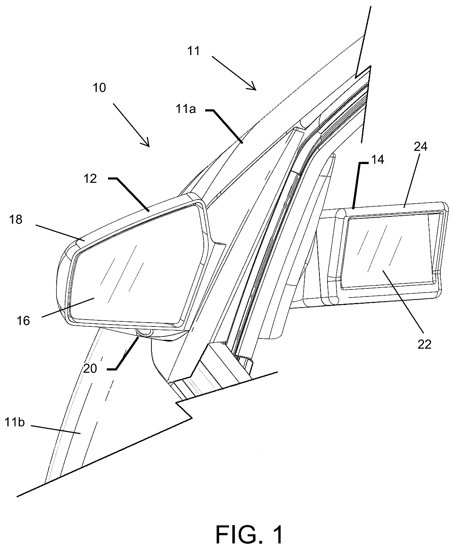 Patent US12611988 Figure 1 – Vehicular vision system with episodic display of video images showing approaching other vehicle