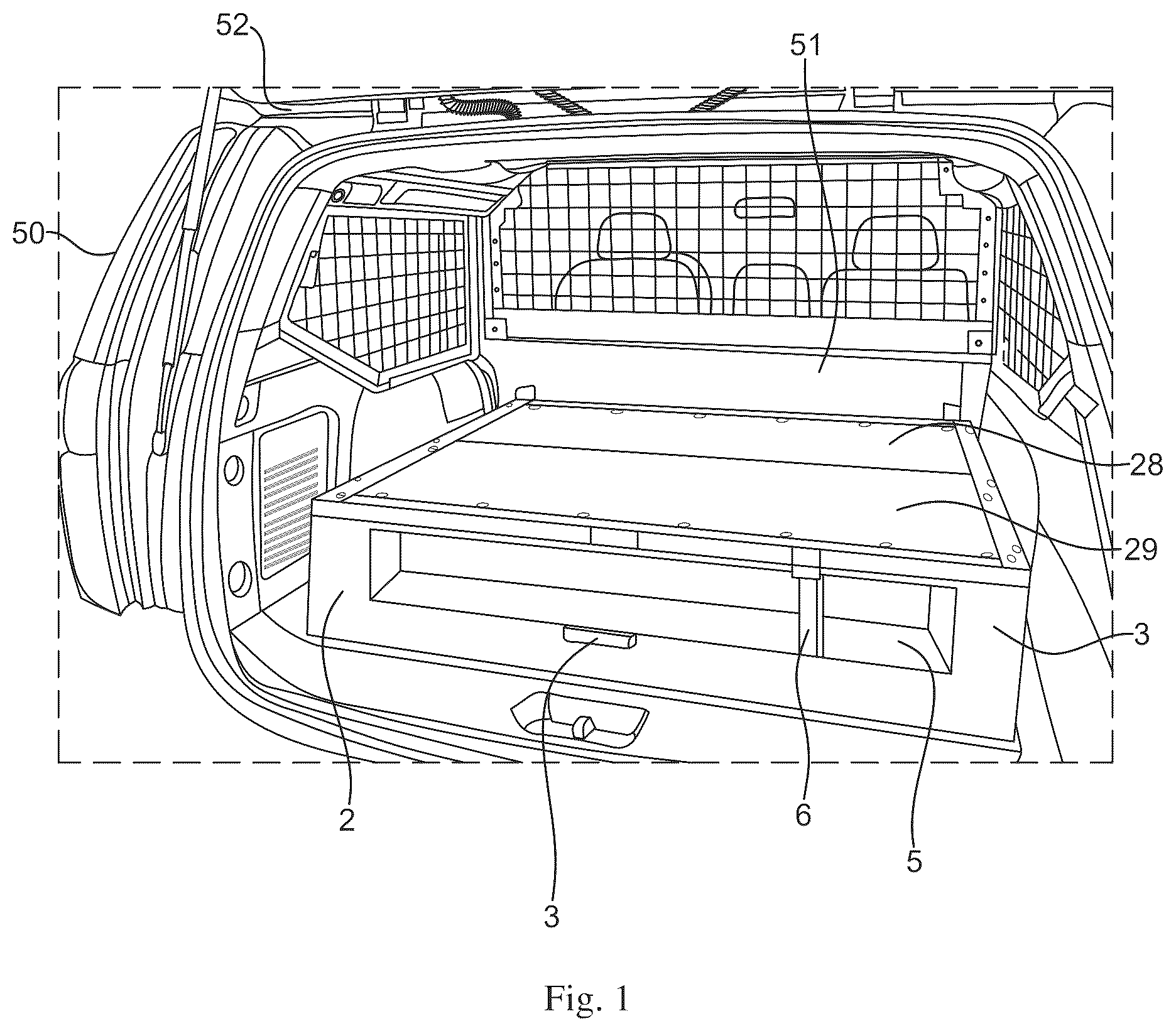 Patent US12611991 Figure 1 – Cargo deck for vehicle interior