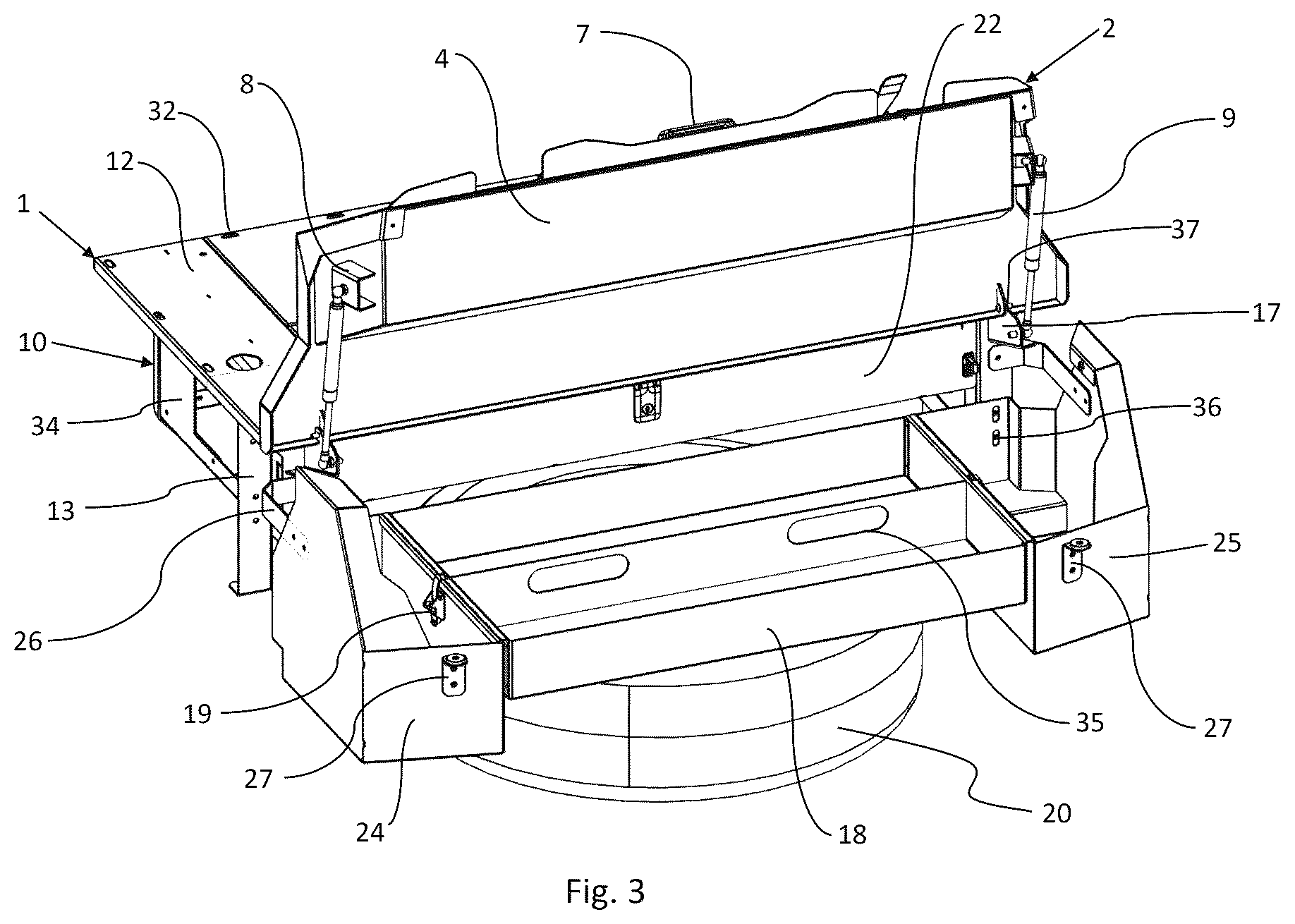 Patent US12611991 Figure 3 – Cargo deck for vehicle interior