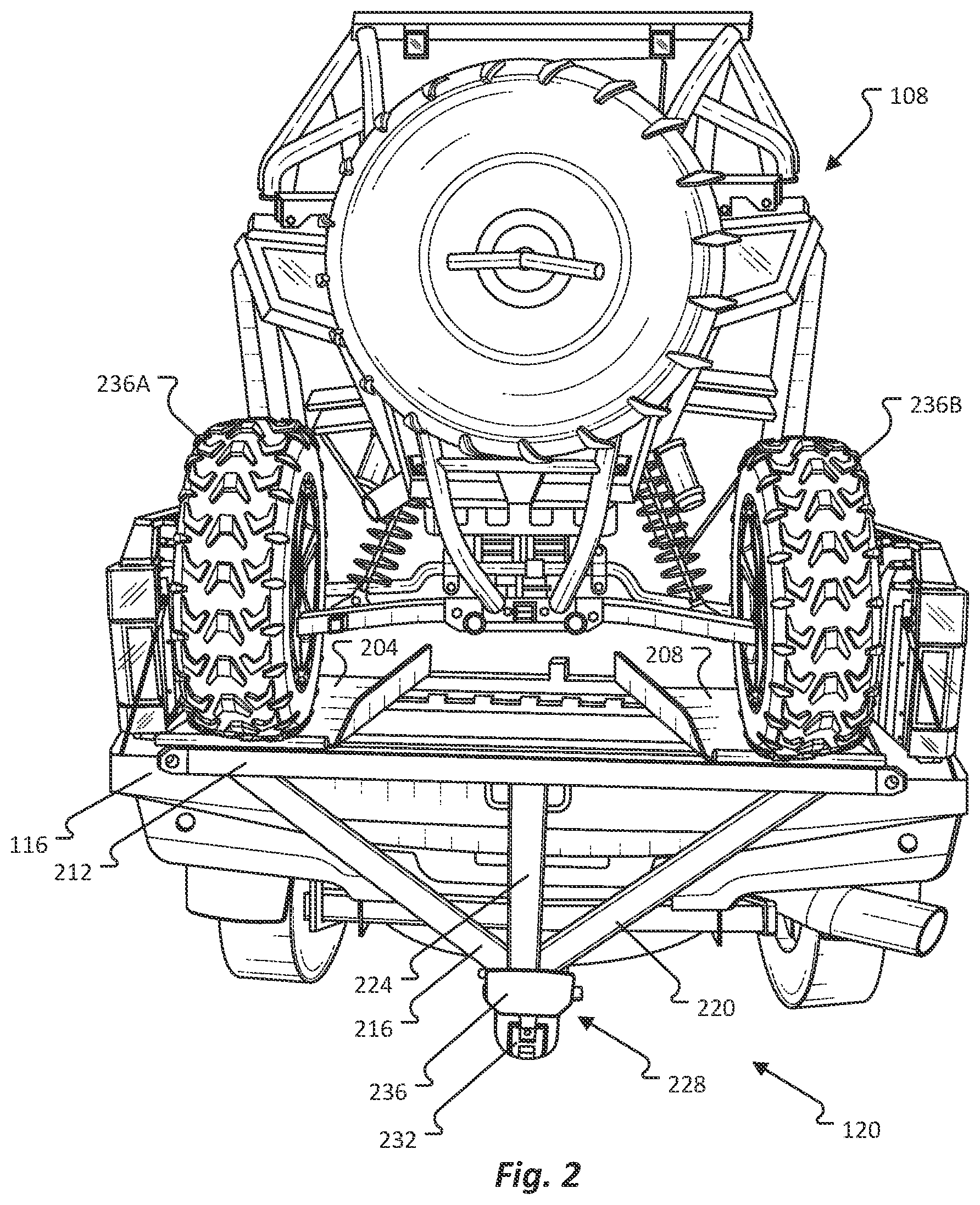 Patent US12611993 Figure 2 – Pickup bed ramp and rail assembly