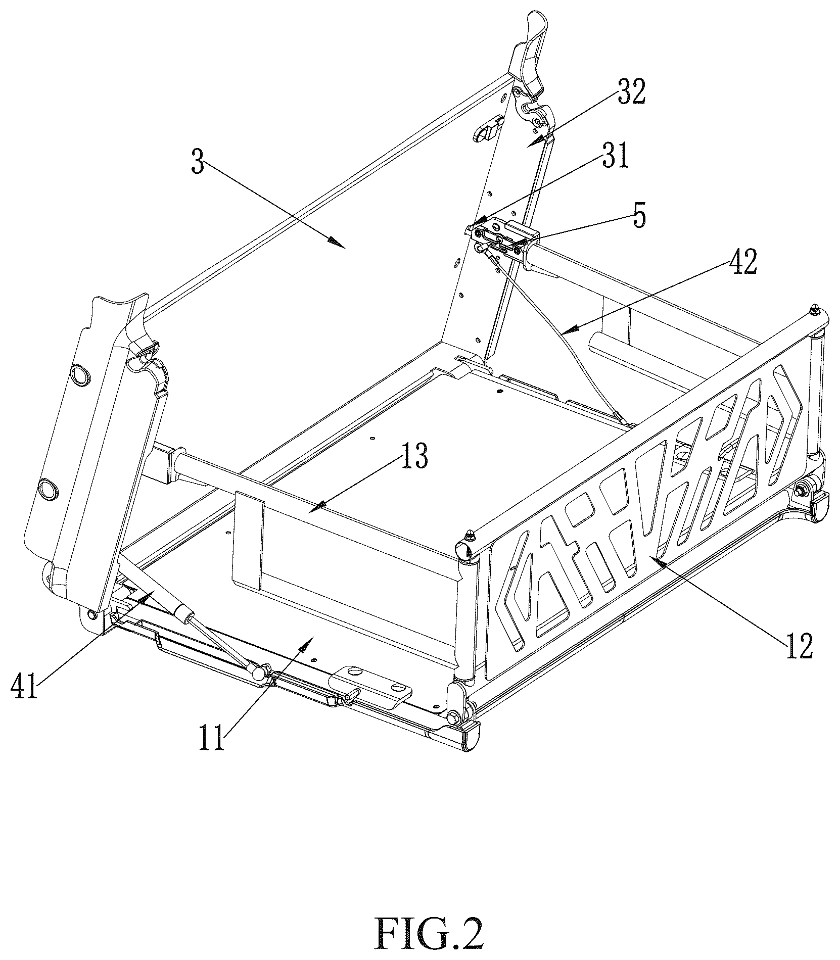 Patent US12611994 Figure 2 – Electric cart and foldable storage basket thereof