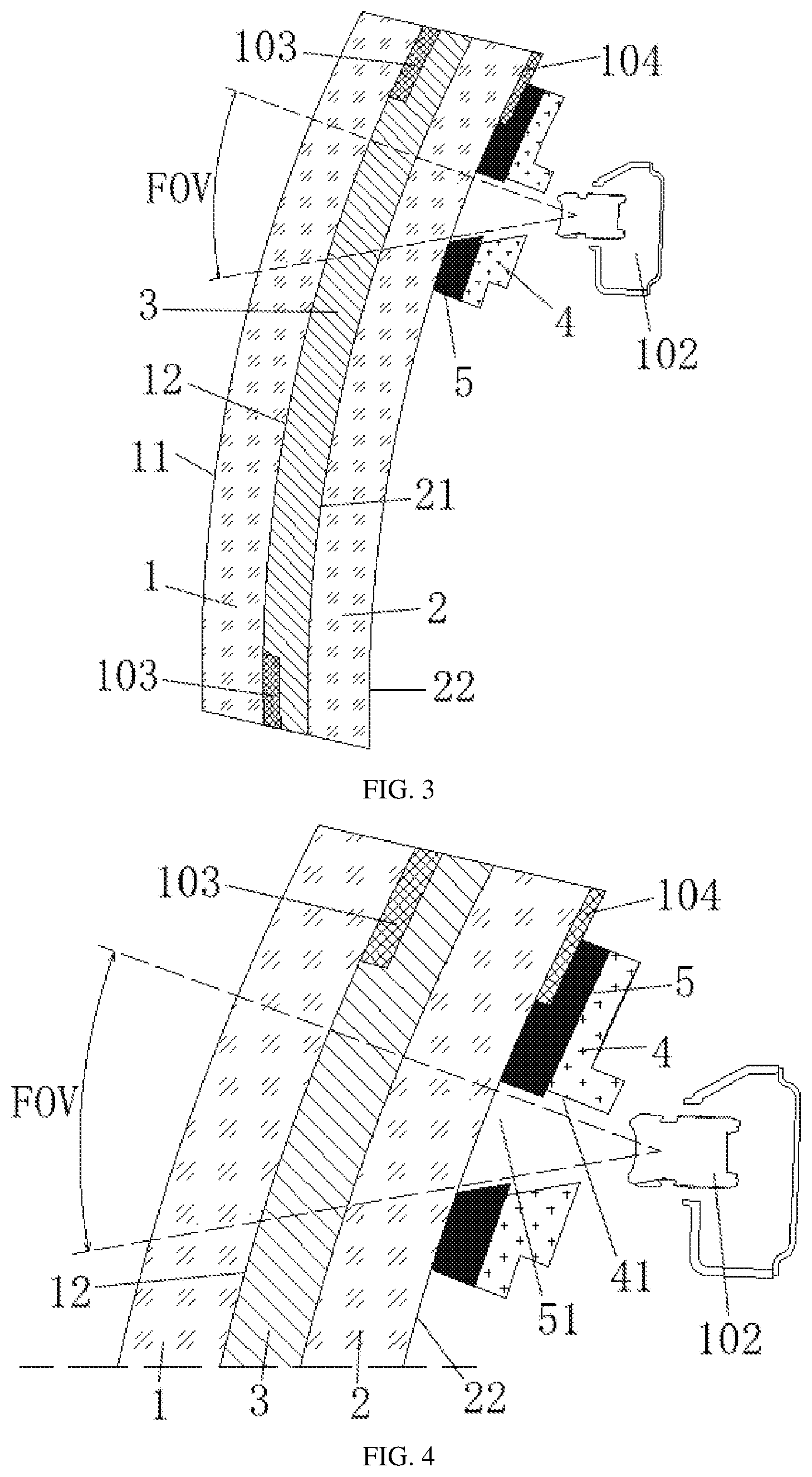 Patent US12611997 Figure 2 – Laminated glass mounted with camera